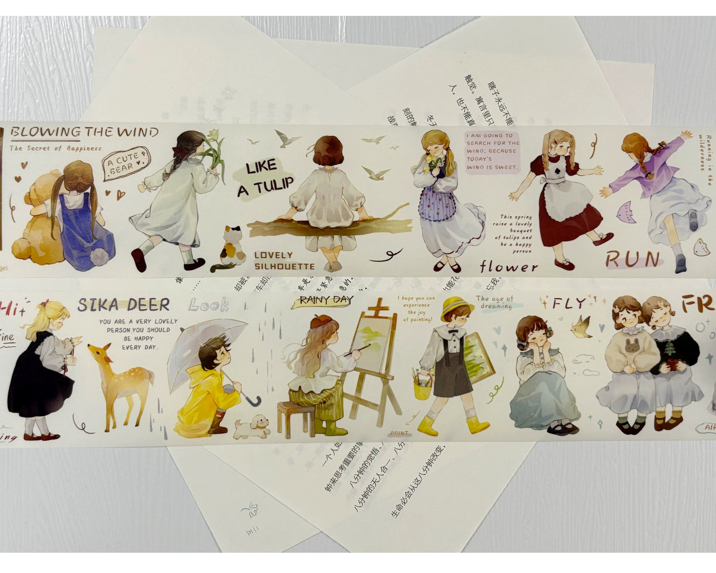 ZiYuanSu Vol12【Dear Girl】Pre-Cut Original Design Character Washi/PET Tape Stickers, for Scrapbook Supplies,Scrapbook Tape Stickers,Junk Journal Supplies, Journaling Stickers,Bullet Journals