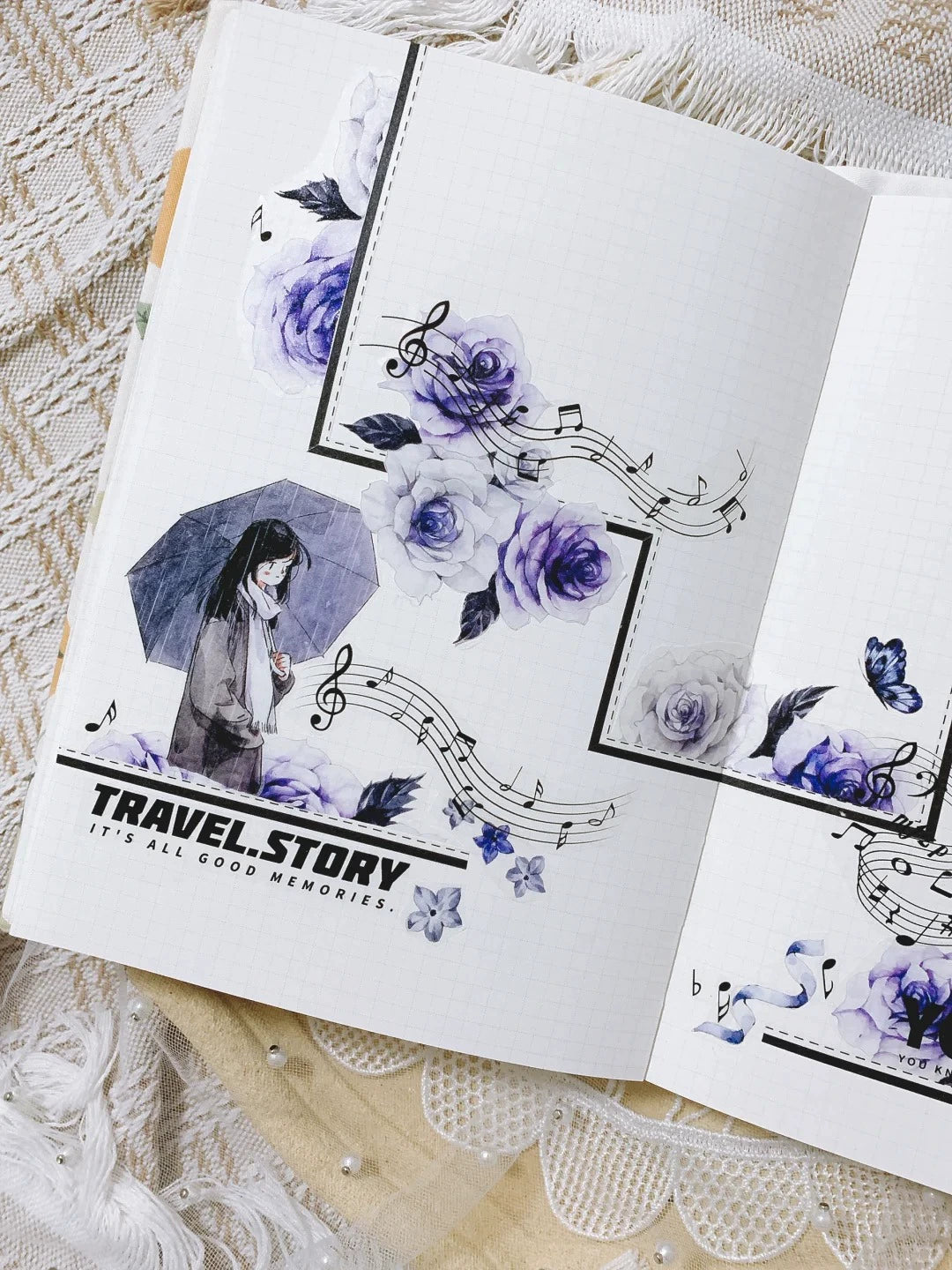 Kaixiaoxun Vol8 【Hold An Umbrella】 Pre-Cut Washi/Matte PET Tape for Scrapbook Supplies,Junk Journal Supplies