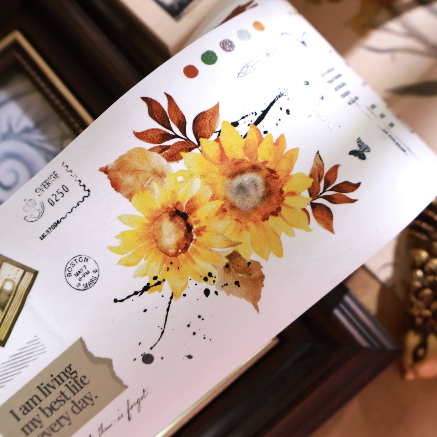 YiEr Vol13【Sunflower】Orginal Design Washi/Pet Floral Tape Light Retro Landscaping Stickers