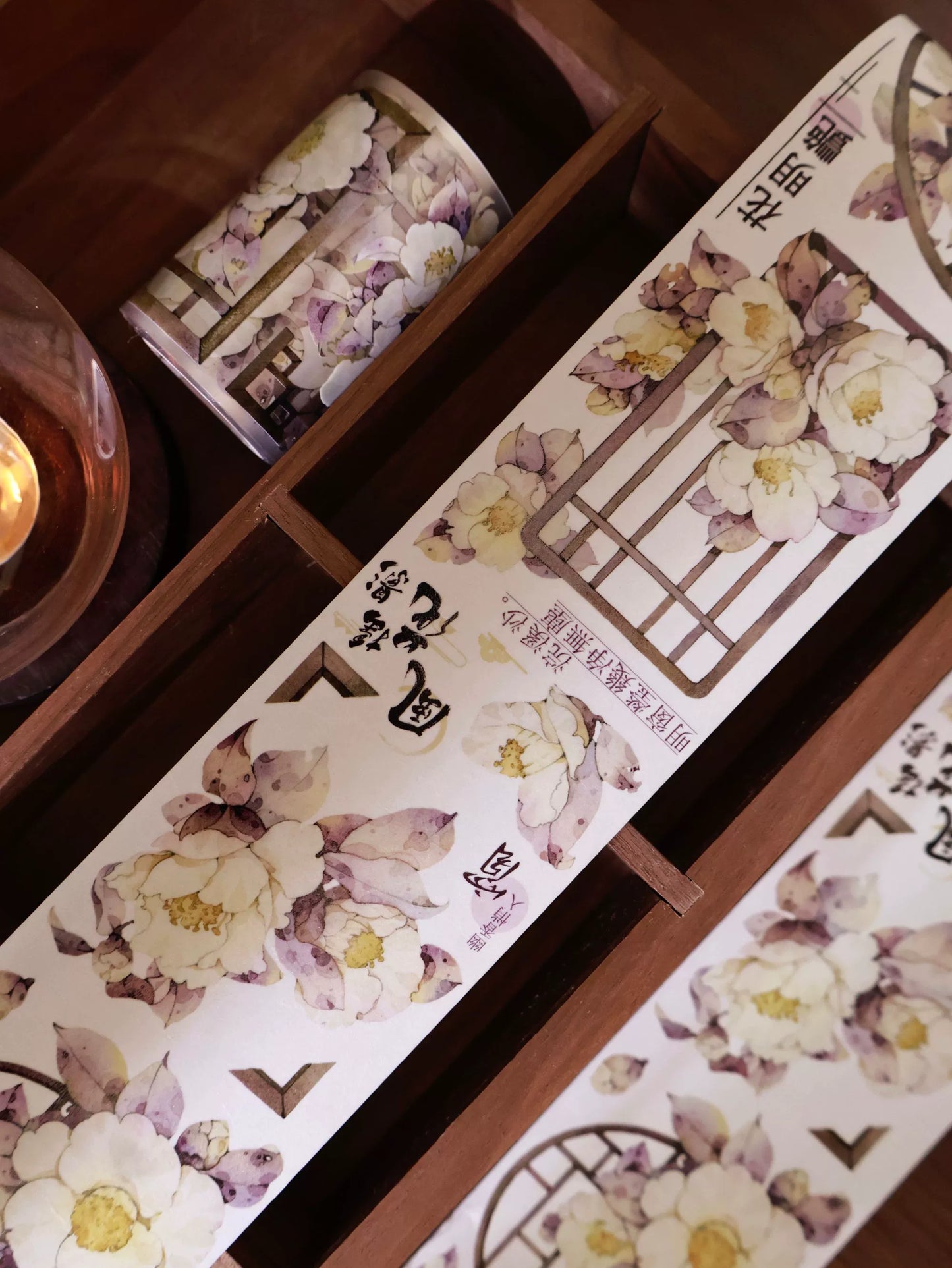 YiEr Vol14【Sparse Shadows Reflected on Window】Ancient Style Rose Floral Washi Tape and PET Stickers
