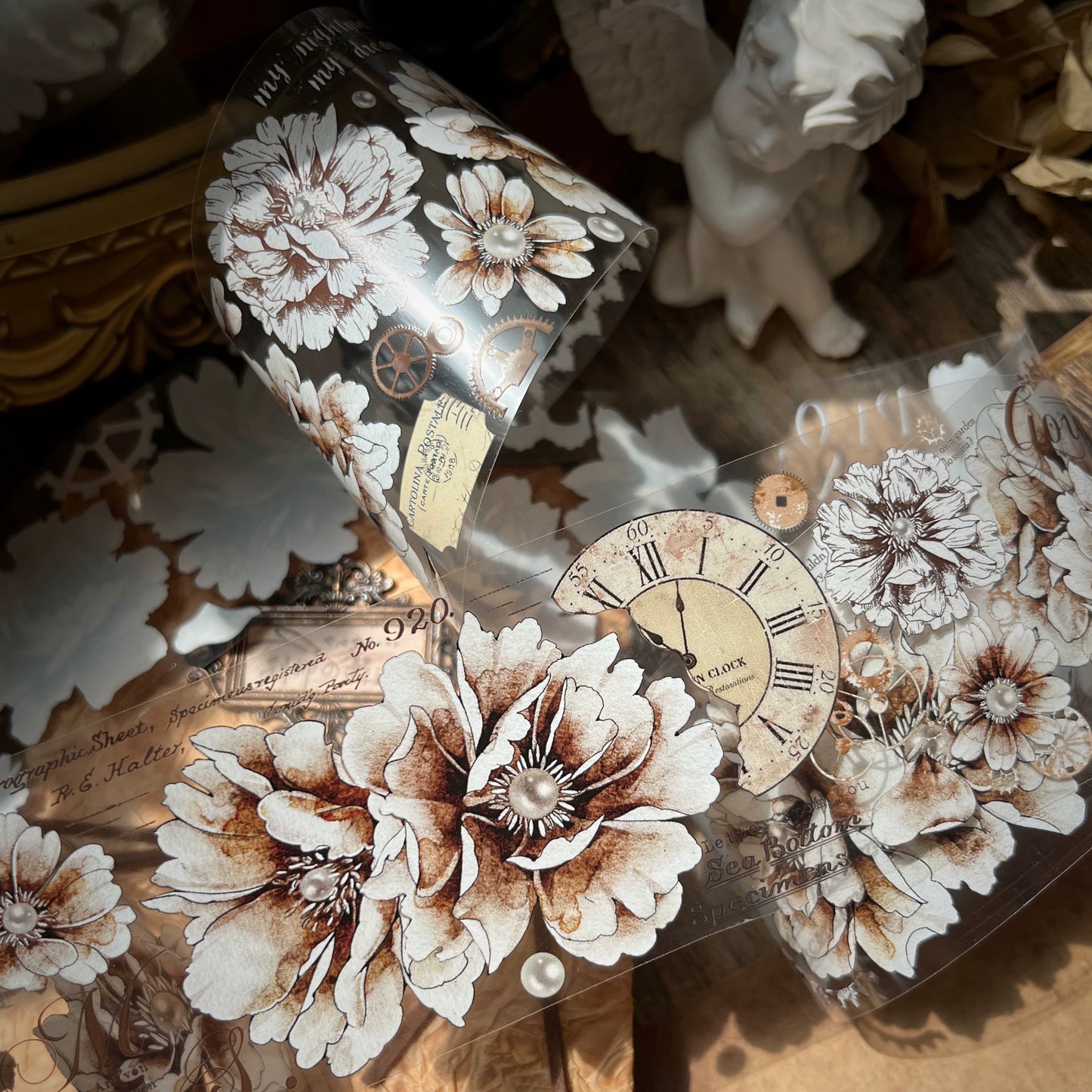 YiEr【Old Times】Orginal Design Washi/Pet Tape Light Retro Floral Stickers