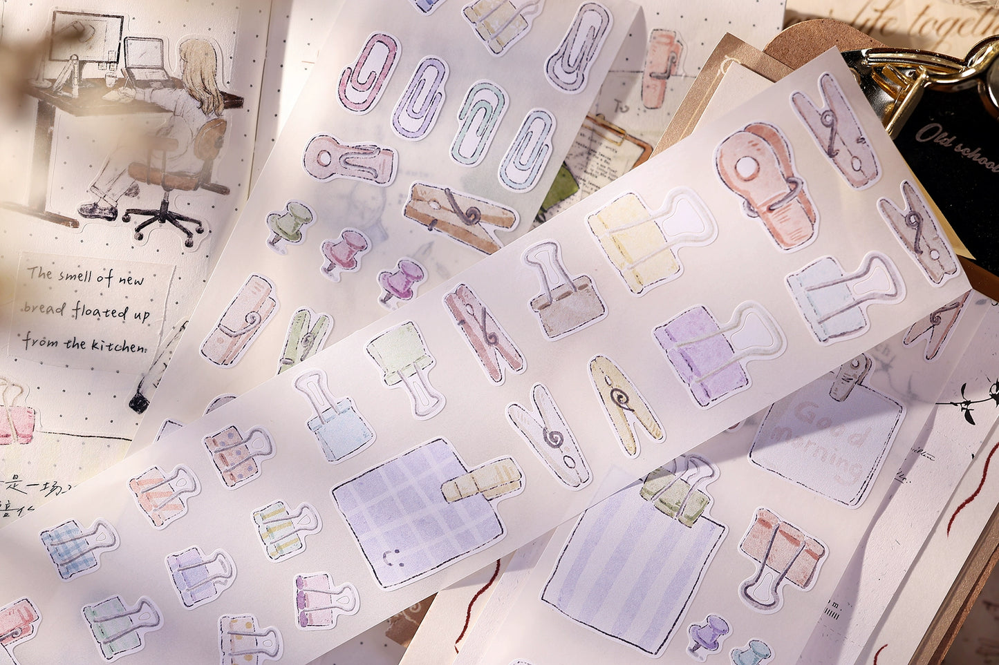 XiaoBaiJia Minimalist Style【Pinch Something】Clips Orginal Design Washi Pet Tape Landscape Stickers
