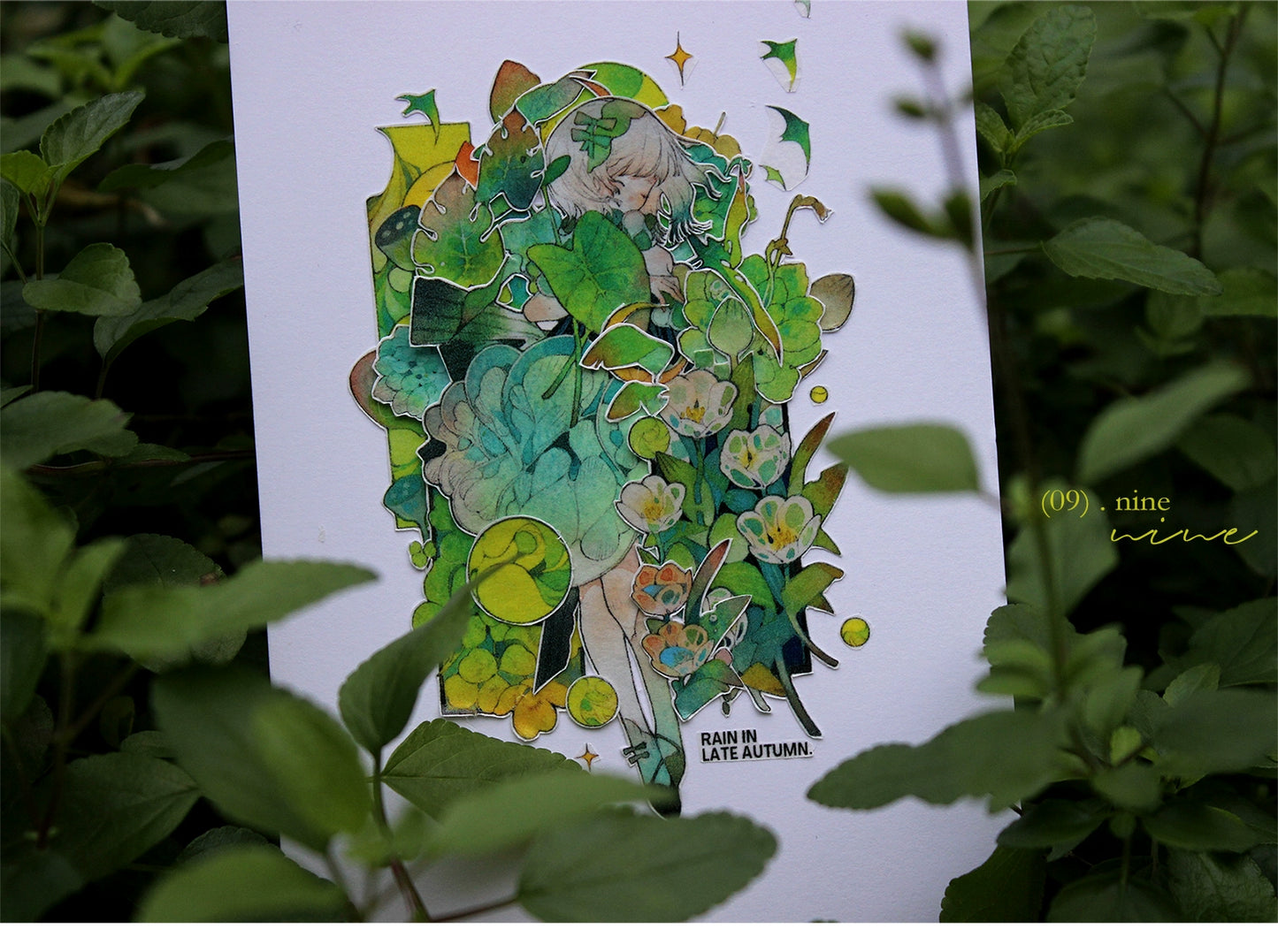 Moodtape【At Dusk in Spring and Green Mountains】Original Character Elf Design Washi/Pet Tape Stickers,for Scrapbook Supplies,Scrapbook Tape Stickers,Junk Journal Suppliesmoodtape