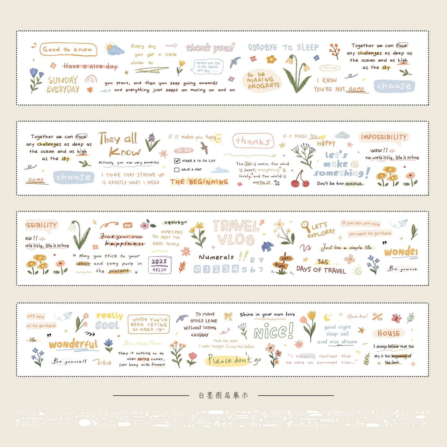 YiEr Minimalist Style Vol3【Handwritten Manuscript】Light Retro Orginal Design Washi Pet Tape Landscape Stickers