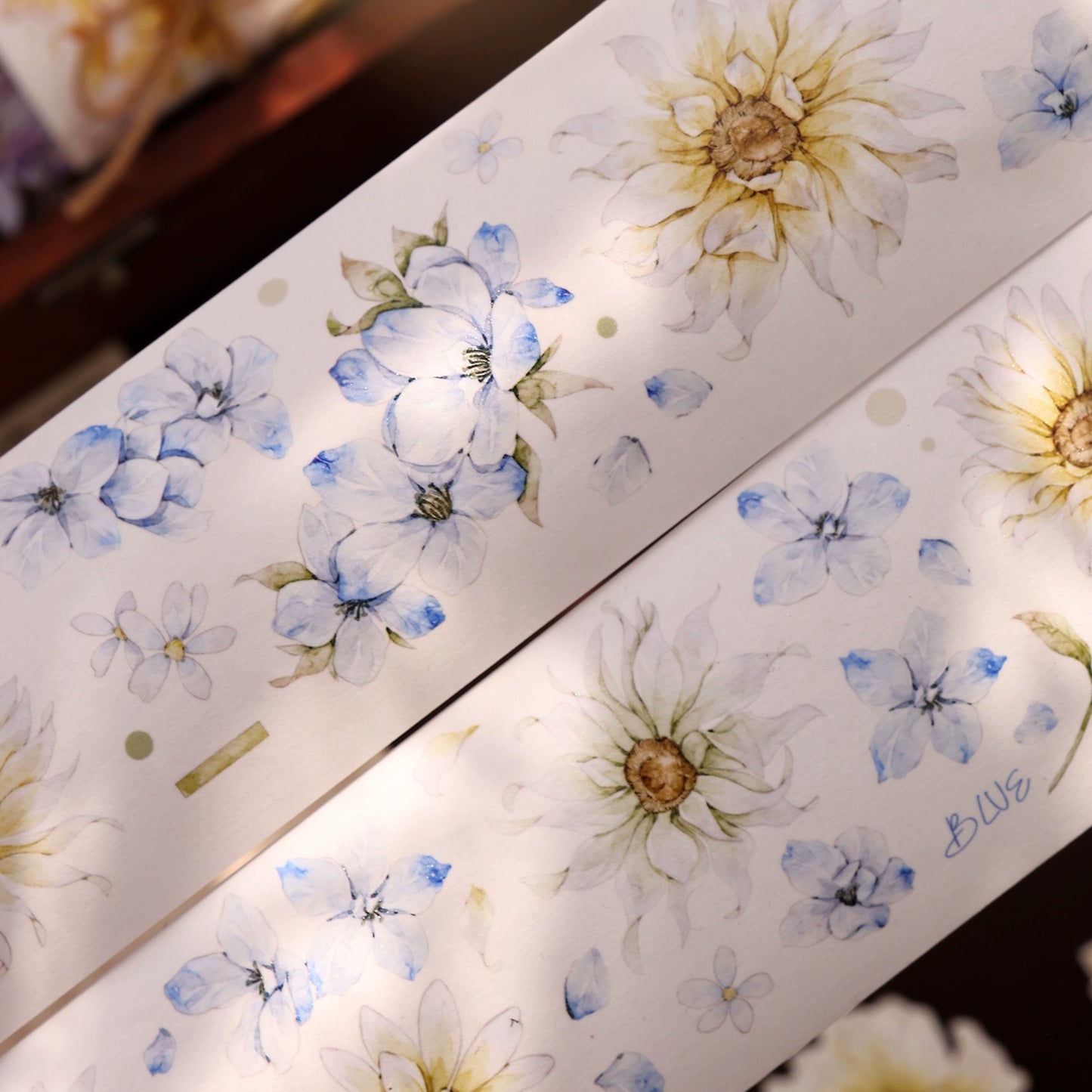 XiaoBaiJia【Franju】【 Floating Light Warm Orange】Orginal Design Washi/Pet Floral Tape Light Retro Landscaping Stickers