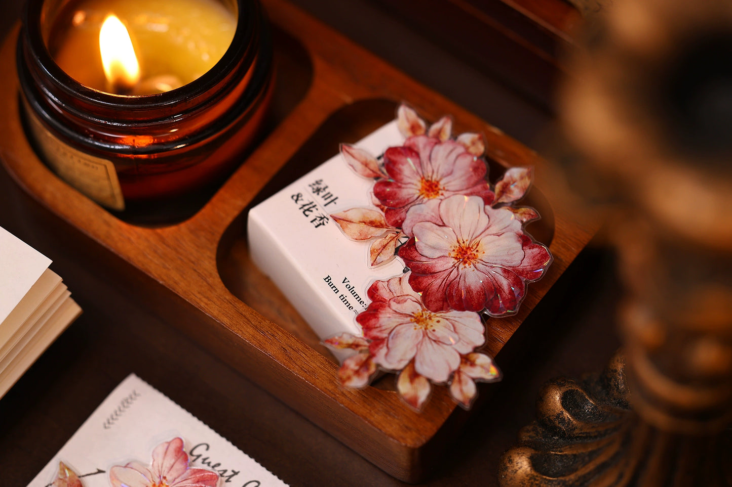 XiaoBaiJia【Red Longing Follower】Light Retro Red Flower Orginal Design Washi Pet Floral Tape Landscaping Stickers