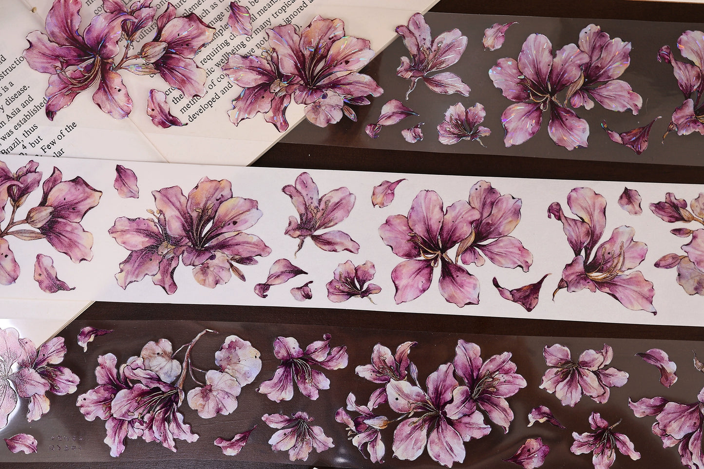 XiaoBaiJia【Bauhinia Flower】Light Retro Orginal Design Washi Pet Floral Tape Light Retro Landscaping Stickers