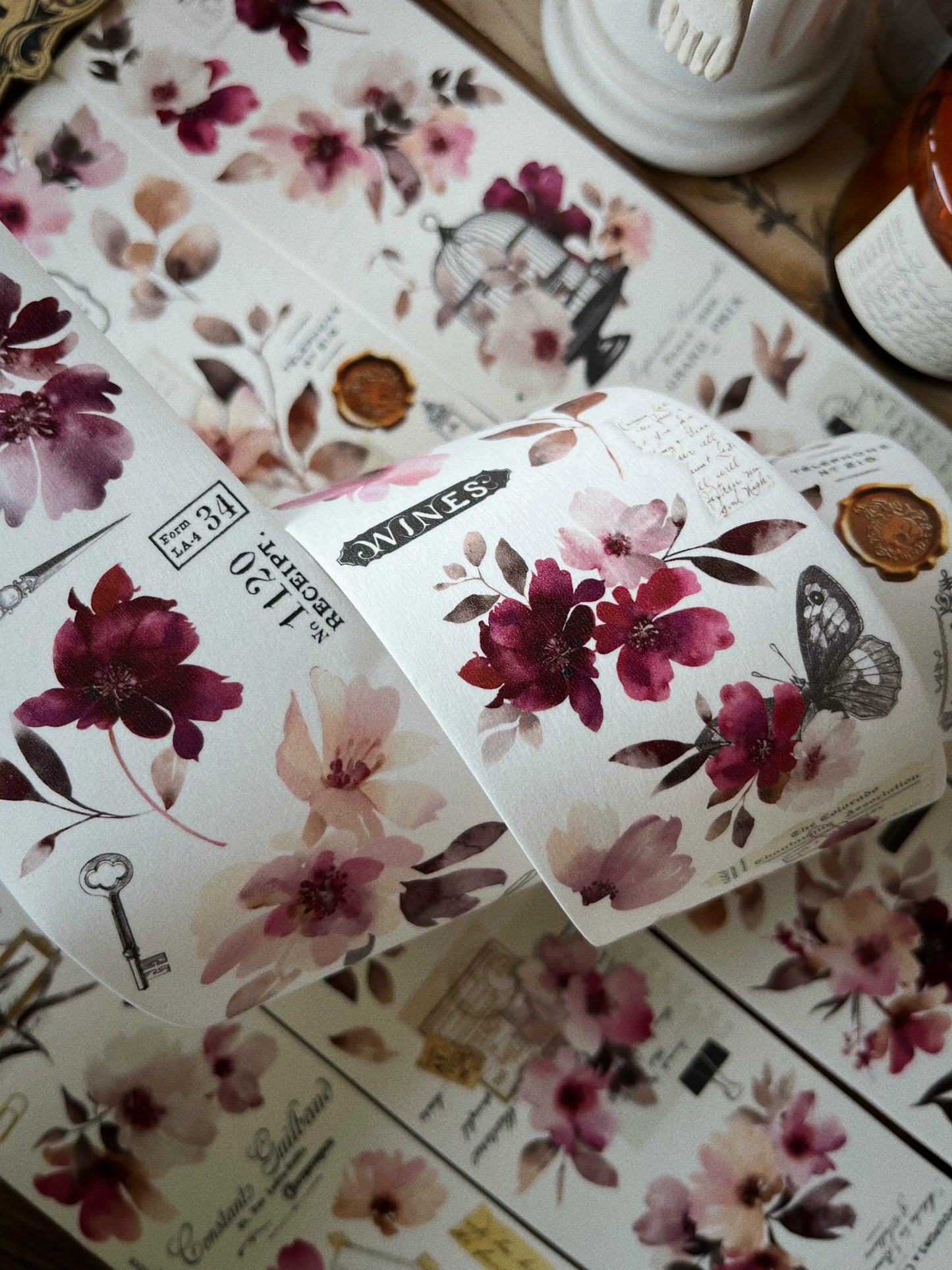 YiEr Vol12【Flower Rhyme Flowing Years】Washi/PET Tape,for Scrapbook Supplies,Scrapbook Tape Stickers,Junk Journal Supplies