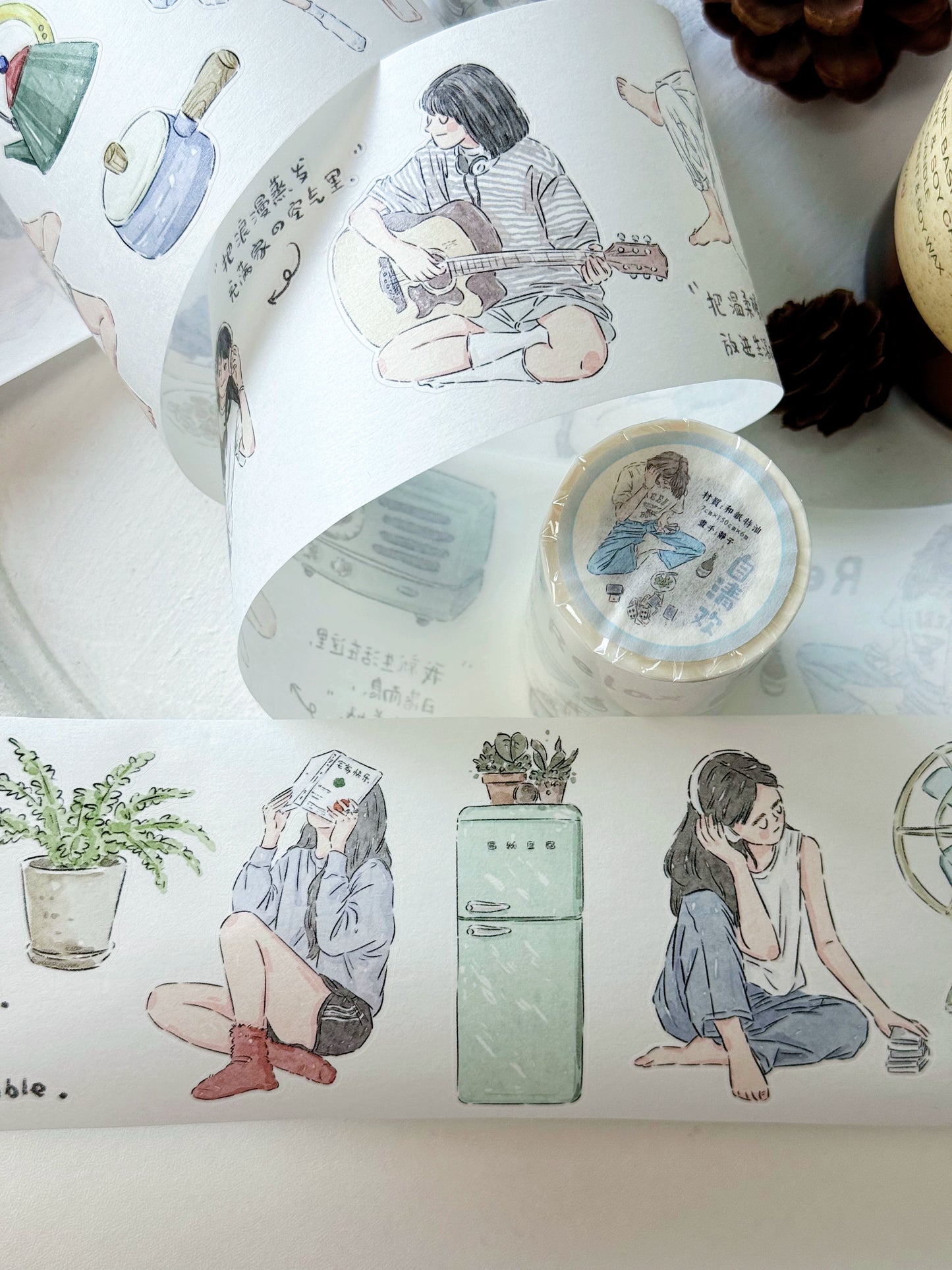 XiYue【Zi QingHuan】Original Character Design Washi/PET Tape Stickers,for Scrapbook Supplies,Journaling,Junk Journal,Bullet Journal,Planner Stickers