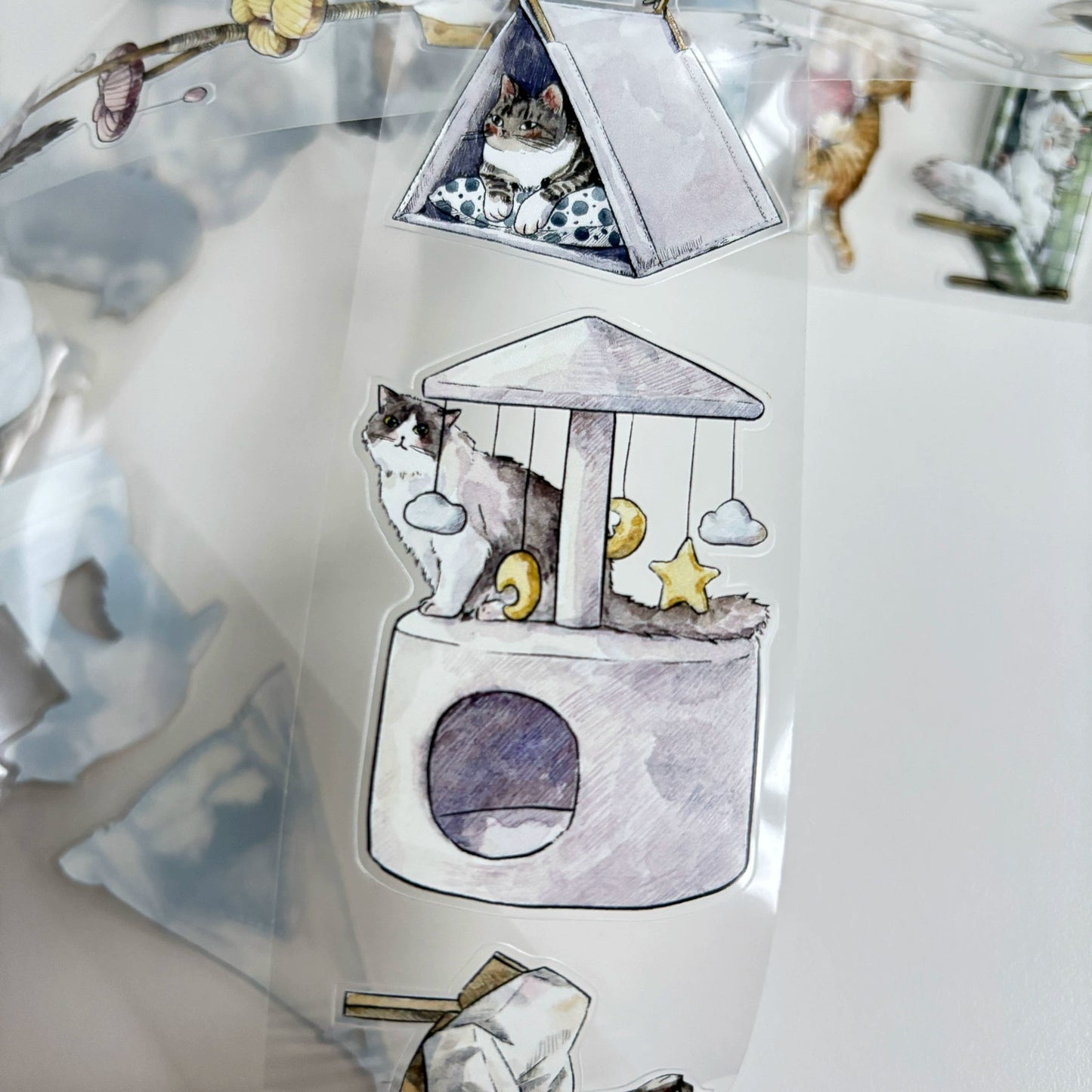 Kaixiaoxun Vol9 【Cat's Nest】 Pre-Cut Long Loop Washi/Matte PET Tape for Scrapbook Supplies,Junk Journal Supplies