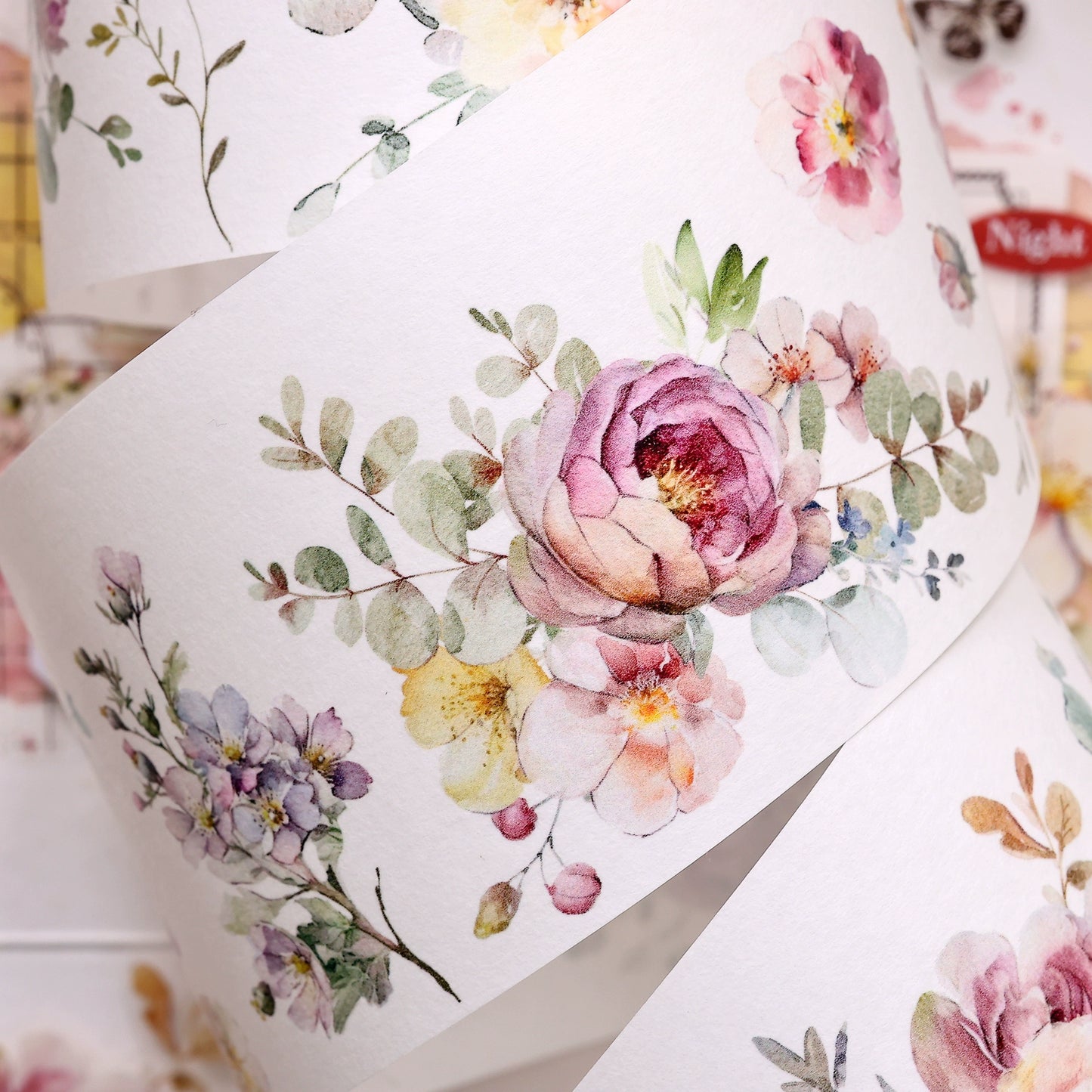 XiaoBaiJia 【Numerous Flowers】Orginal Design Washi/Pet Tape Light Retro Landscaping Stickers,for Scrapbook Supplies,Scrapbook Tape Stickers,Junk Journal Supplies