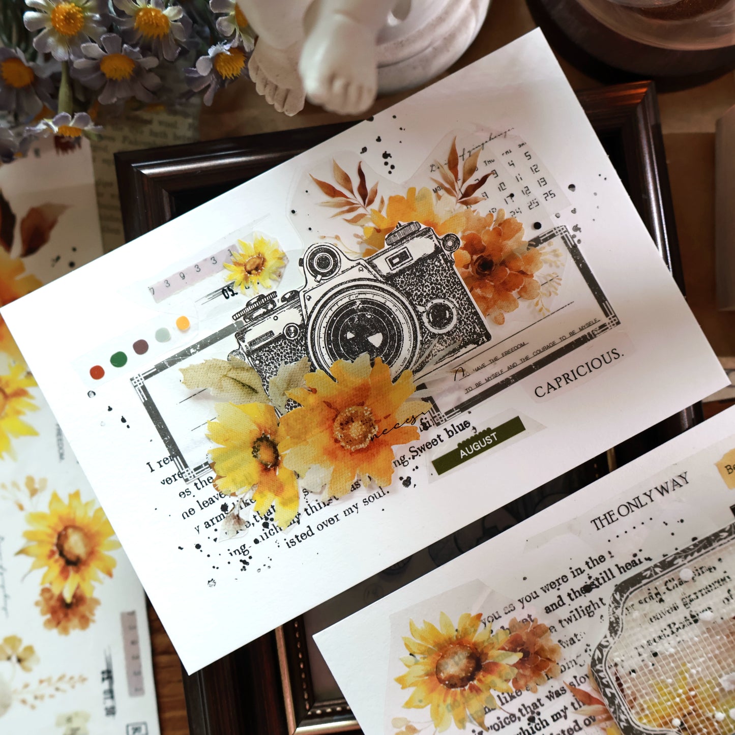 YiEr Vol13【Sunflower】Orginal Design Washi/Pet Floral Tape Light Retro Landscaping Stickers
