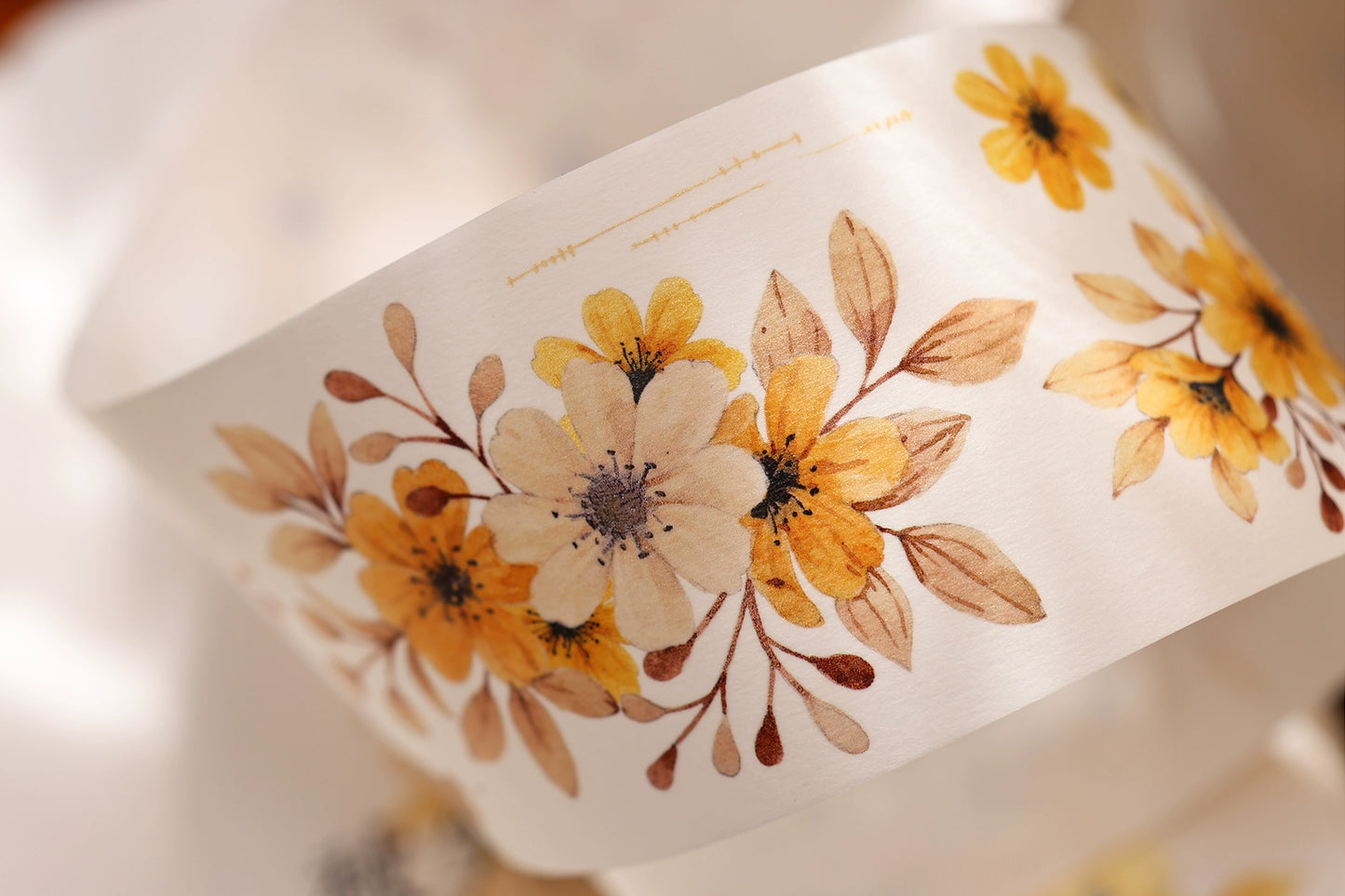 XiaoBaiJia【 Summer Overture】Light Retro Daisy Flower Orginal Design Washi Pet Floral Tape Landscaping Stickers