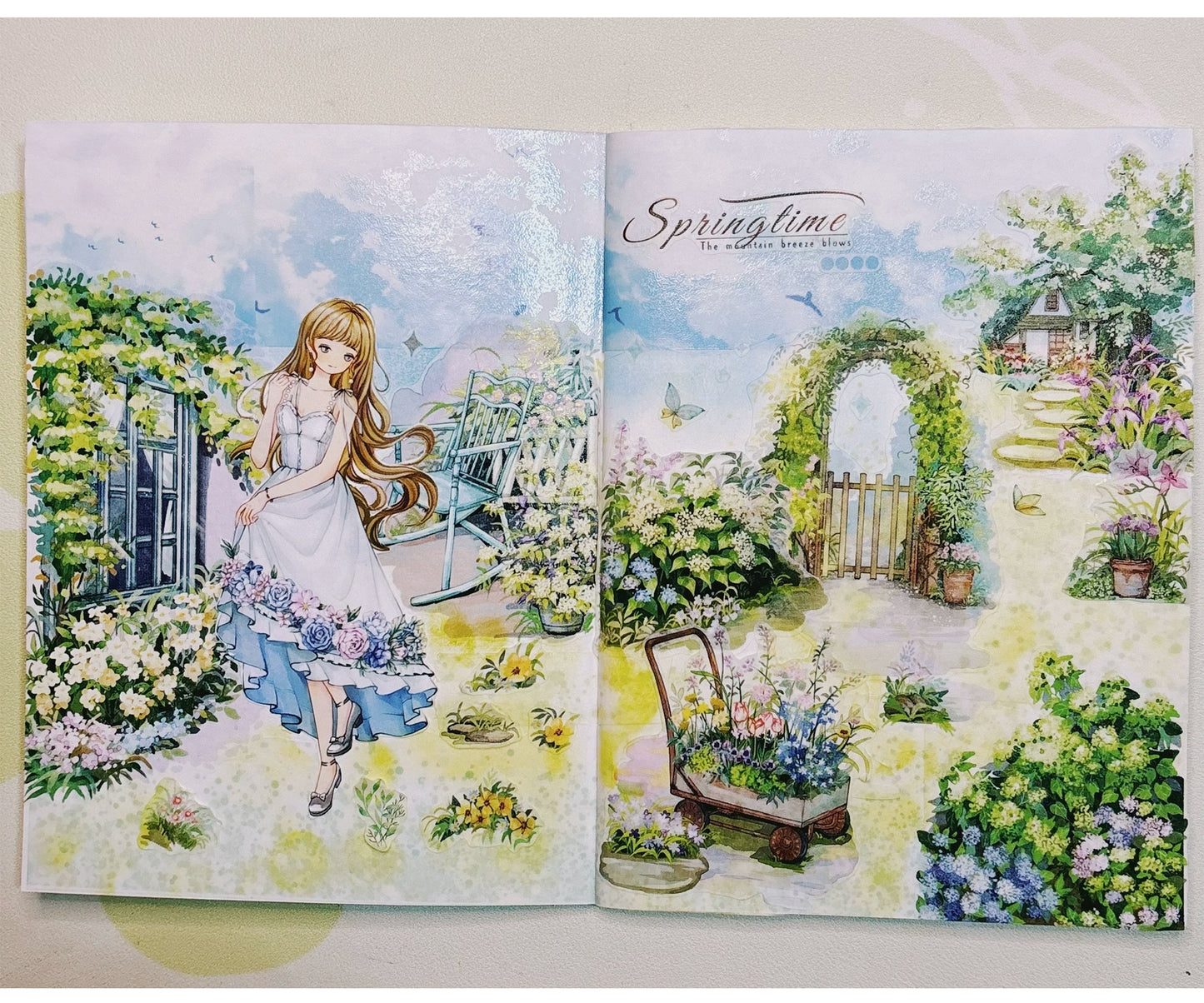 ZiYuanSu【Spring's Colors Fill Garden】Scene/Landscape Pre-cut Washi/PET Tape,for Scrapbook Supplies,Scrapbook Tape Stickers,Junk Journal Supplies