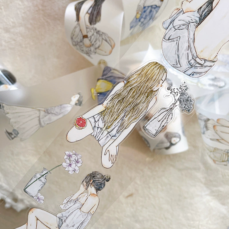 Seahorse Forest Vol6【A37#Leisurely】Original Design Pre-Cut Washi/PET Tape Stickers,for Scrapbook Supplies,Junk Journal Supplies