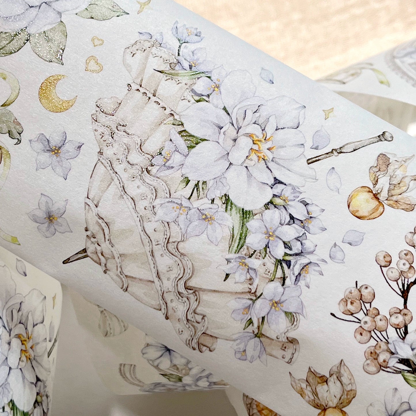 ZiYuanSu【LingLong Branch】Background Flower Pre-cut Washi/PET Tape,for Scrapbook Supplies,Scrapbook Tape Stickers,Junk Journal Supplies