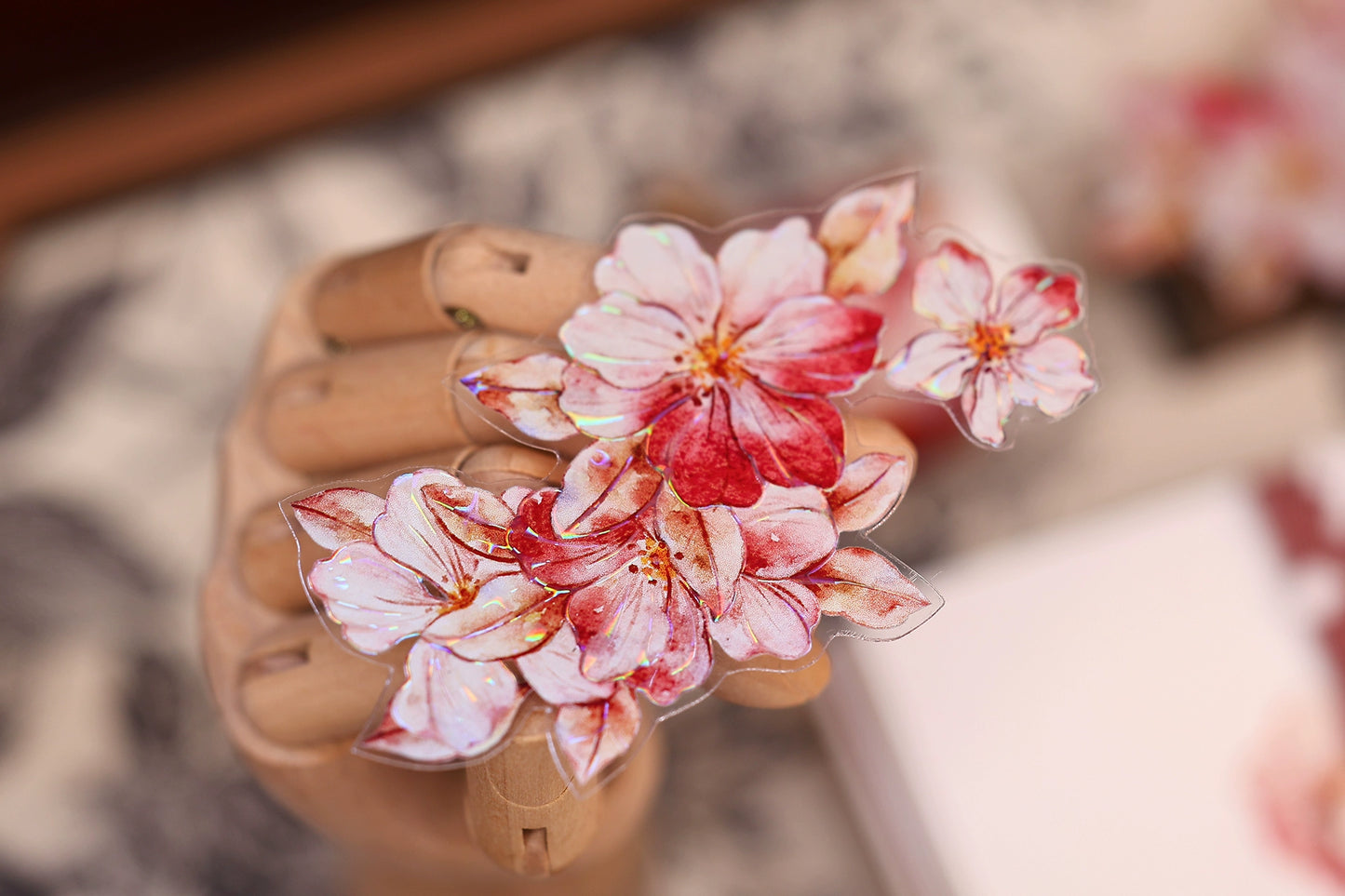 XiaoBaiJia【Red Longing Follower】Light Retro Red Flower Orginal Design Washi Pet Floral Tape Landscaping Stickers