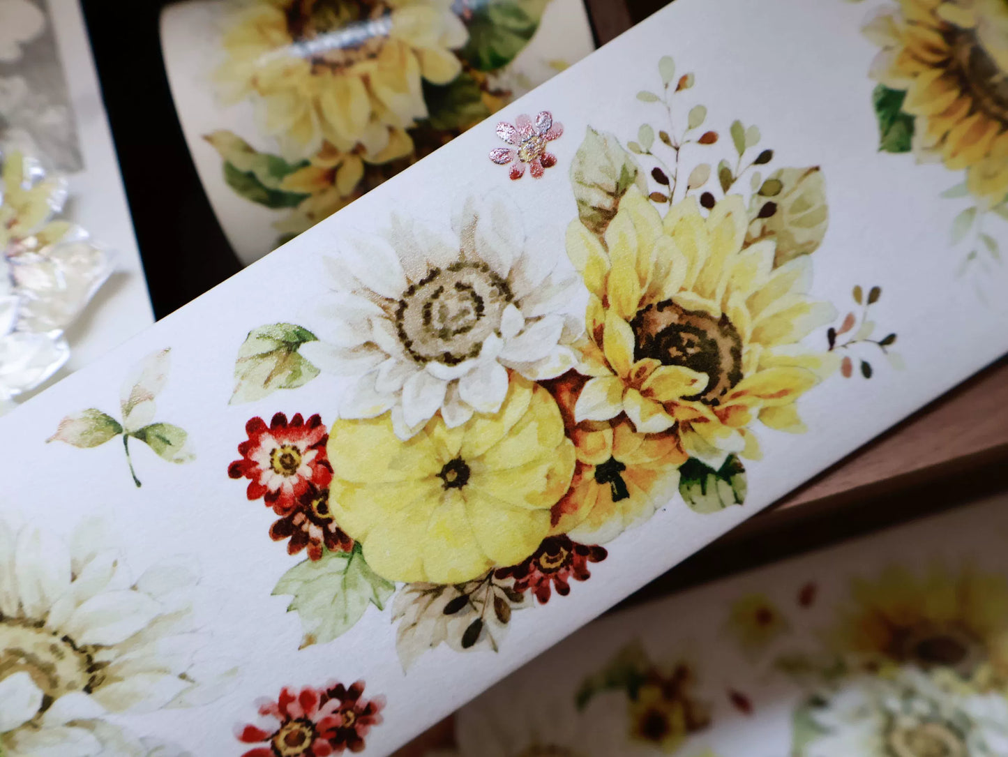 YiEr Vol14【Fields of Gold】Sunflower Floral Washi Tape and PET Stickers