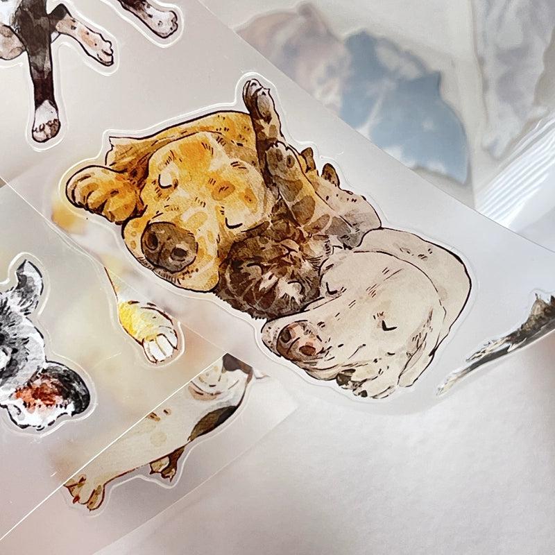 Seahorse Forest Vol5【A28#Wang~】Cute Dogs,Original Design Pre-Cut Washi/PET Tape Stickers,for Scrapbook Supplies,Junk Journal Supplies