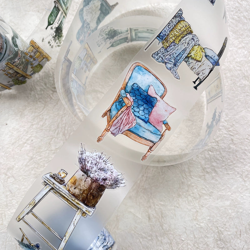 DingDing Vol8【29#Reside】Home Furnishing,Original Design Vintage Scenery Washi/PET Tape Stickers, for Scrapbook Supplies,Scrapbook Tape Stickers,Junk Journal Supplies, Journaling Stickers,Bullet Journals