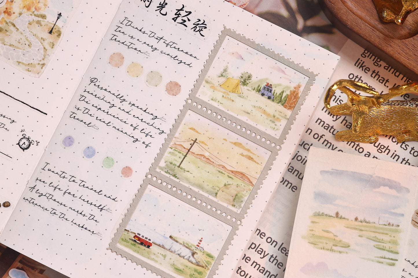 XiaoBaiJia Salt Series【Full of Scenery】Orginal Design Washi/Pet Floral Tape Light Retro Landscaping Stickers