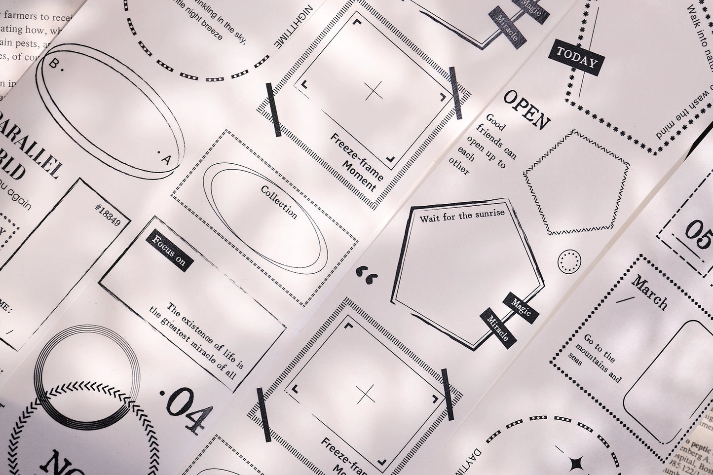 XiaoBaiJia【Frame Collection】Light Retro Chinese and English Text Border Washi PET Tape