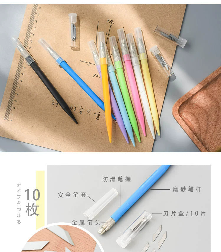 Handheld Pen Knife,Cutting Pad,Cutting tape,Cutting Pen Knife,Rubber Seal Carving Knife,Cutting Paper Pen,Handmade Knife,Art Knife