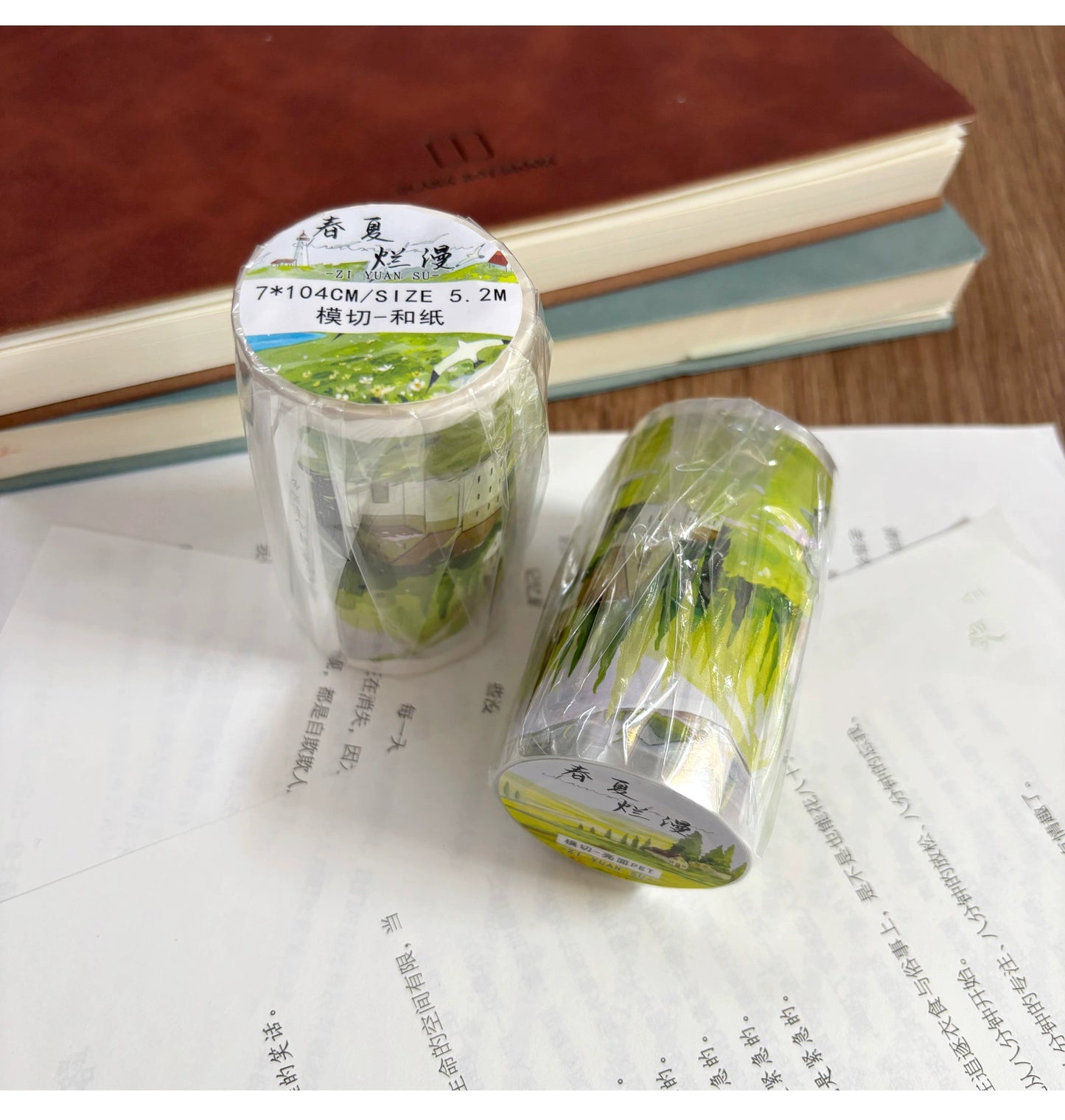 ZiYuanSu Vol12【Spring and Summer Romance】Scene/Landscape Pre-cut Washi/PET Tape,for Scrapbook Supplies,Scrapbook Tape Stickers,Junk Journal Supplies