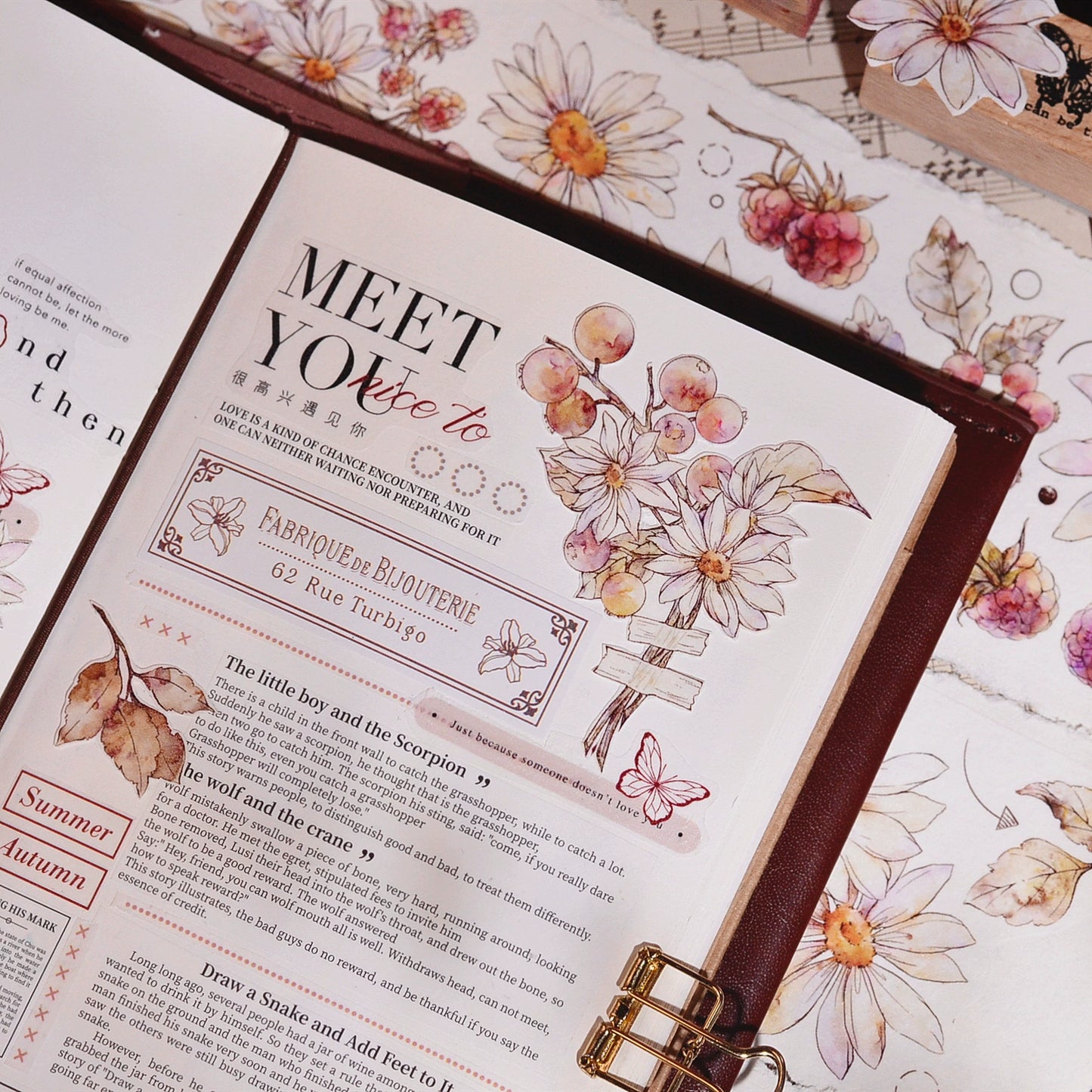 XiaoBaiJia March【Daisy】Light Retro Fresh Daisy Flower Washi PET Tape