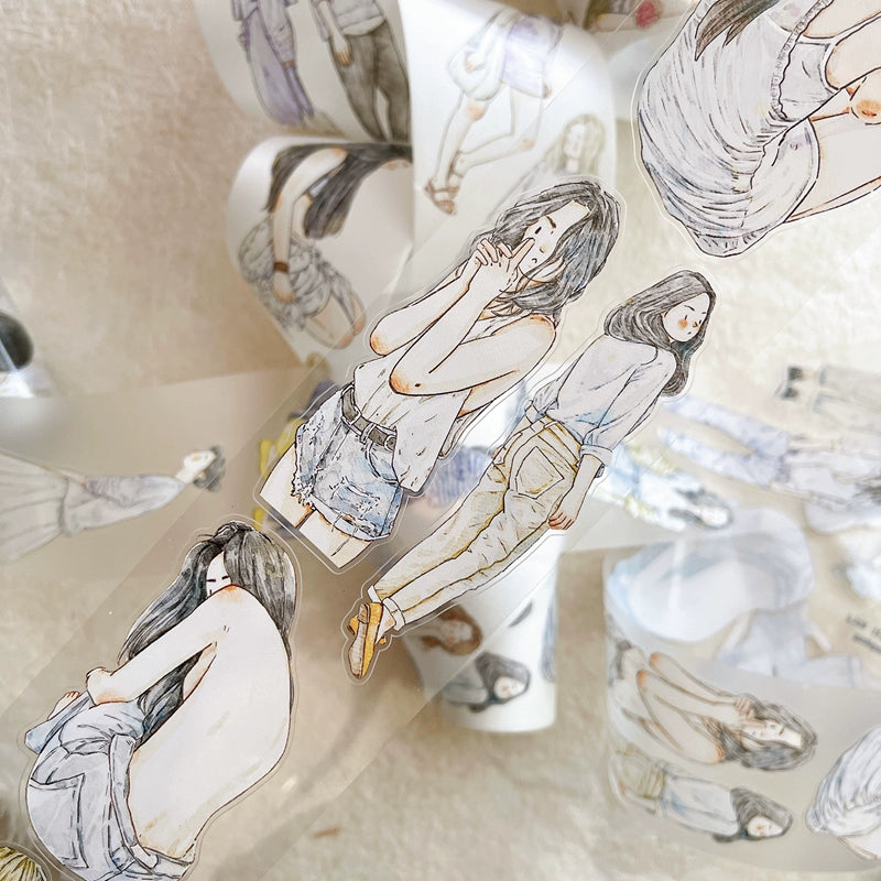 Seahorse Forest Vol6【A37#Leisurely】Original Design Pre-Cut Washi/PET Tape Stickers,for Scrapbook Supplies,Junk Journal Supplies