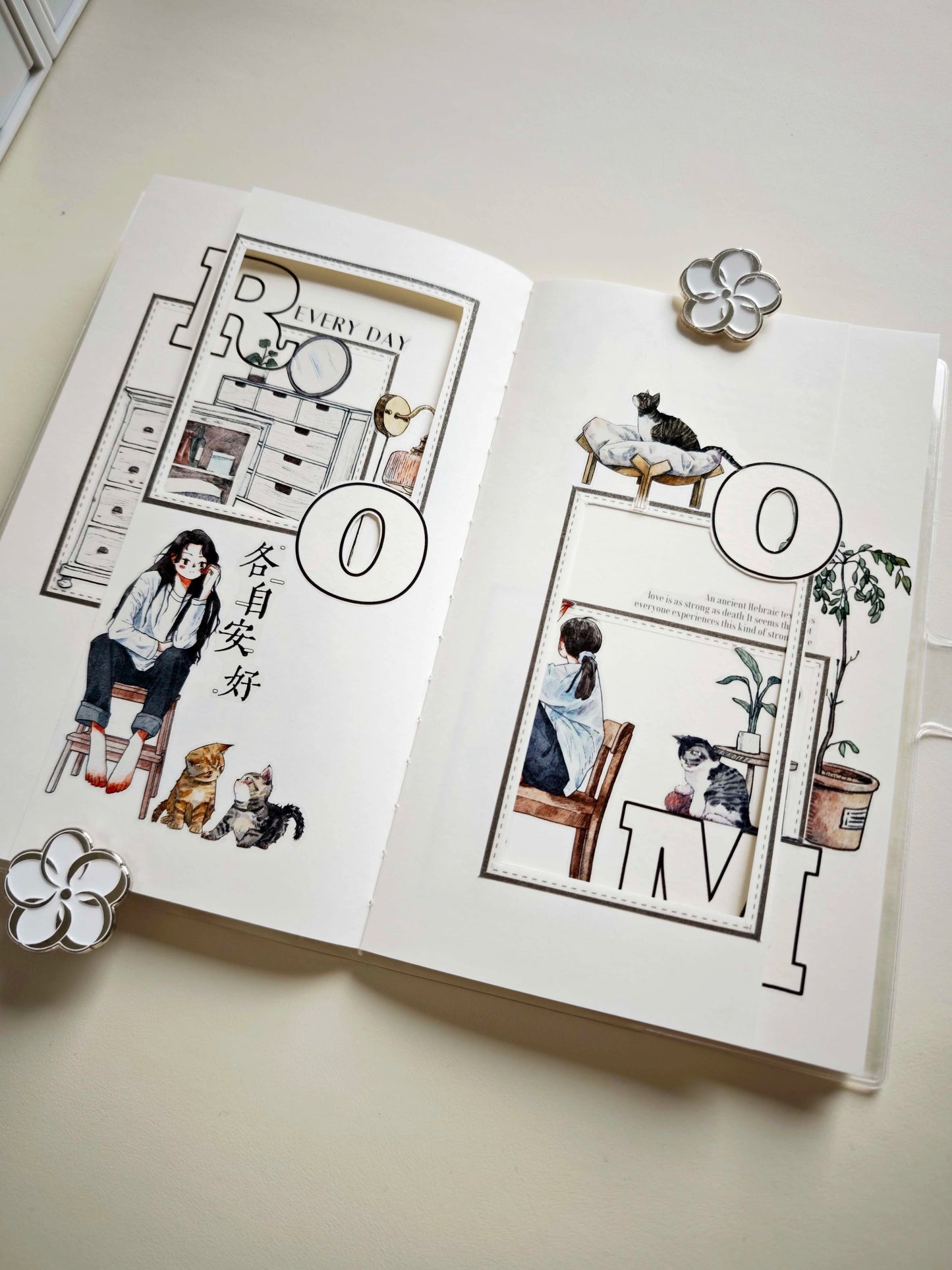 Kaixiaoxun Vol9 【Cat's Nest】 Pre-Cut Long Loop Washi/Matte PET Tape for Scrapbook Supplies,Junk Journal Supplies