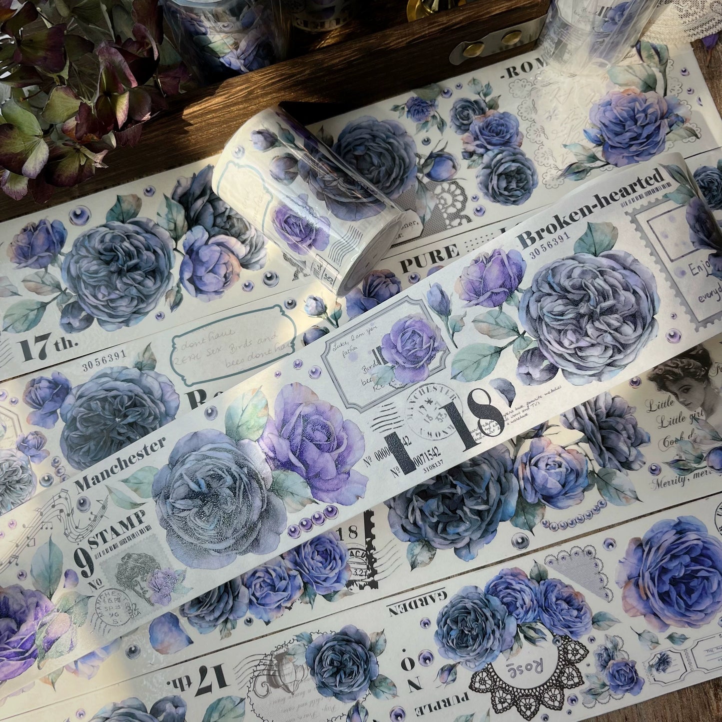 YiEr【MoYu】Orginal Design Washi/Pet Tape Light Retro Floral Stickers