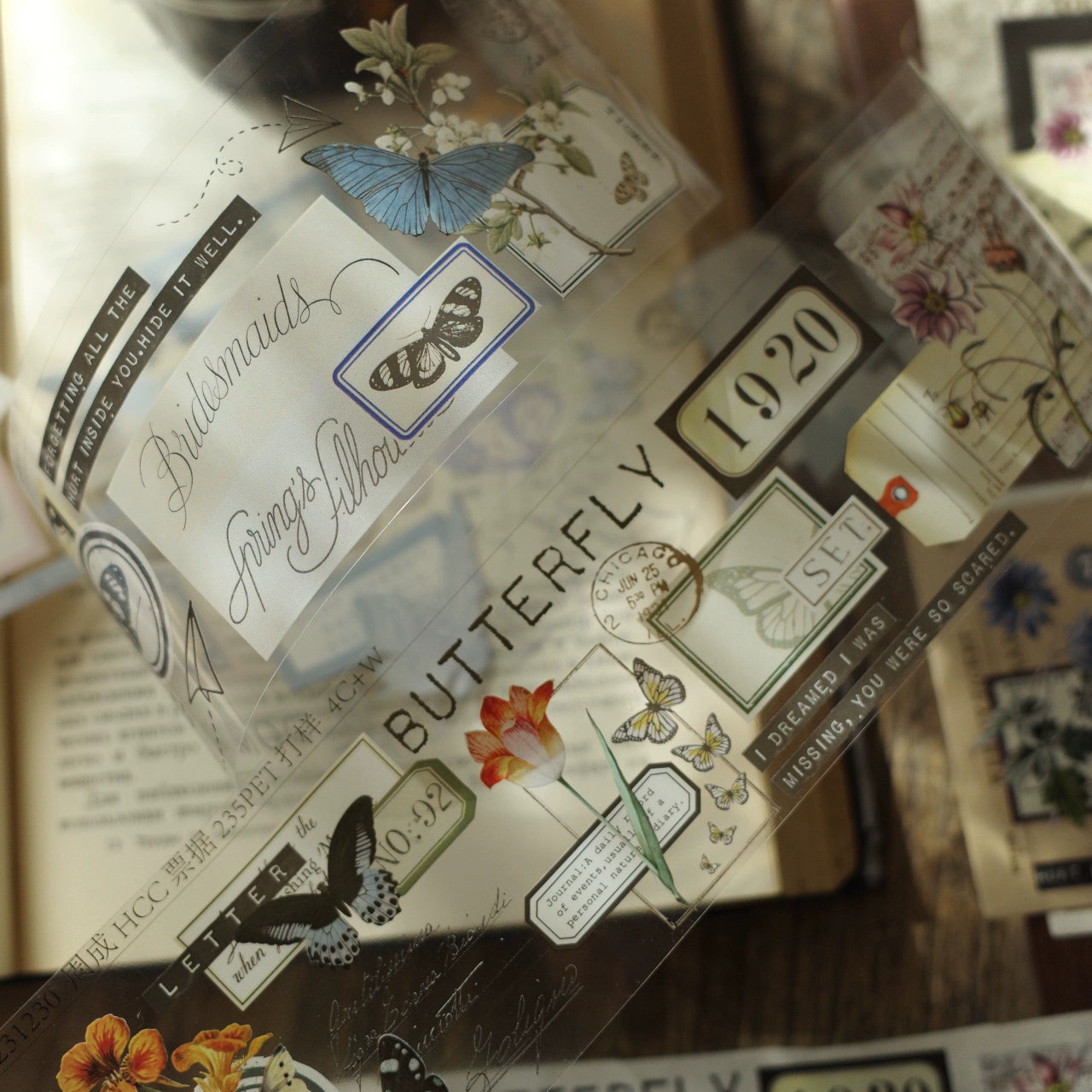 YiEr【Receipt】Orginal Design Washi/Pet Tape Light Retro Stickers