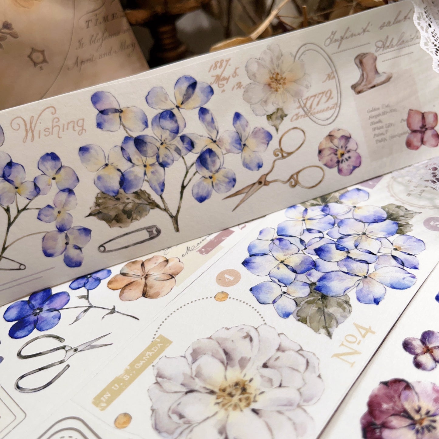 YiEr【ChaoHua Collection】Orginal Design Washi/Pet Tape Light Retro Floral Stickers