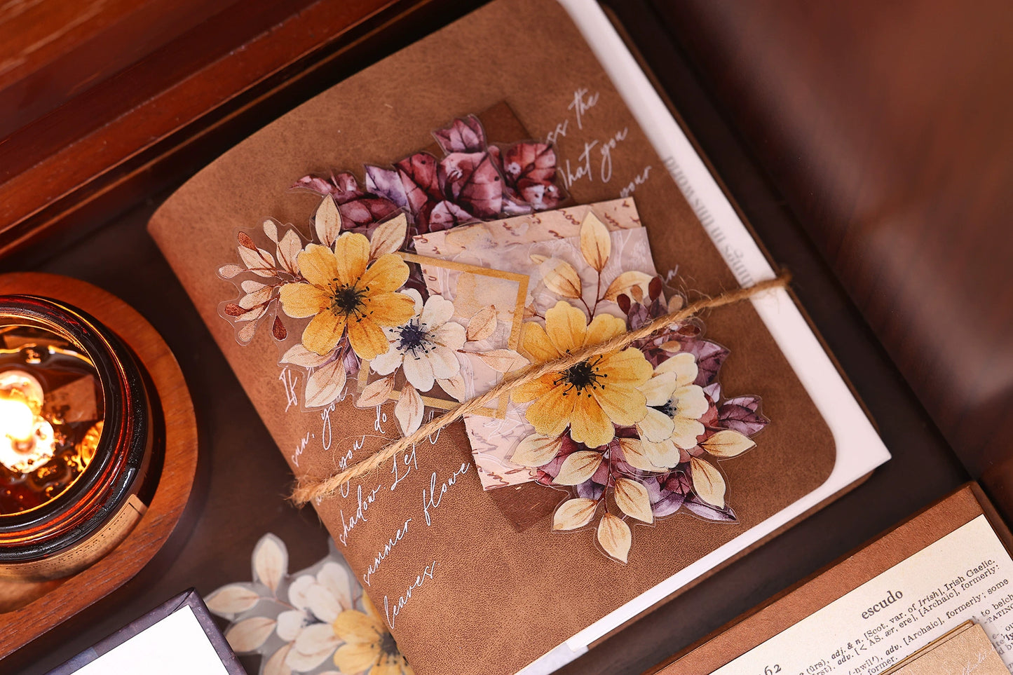 XiaoBaiJia【 Summer Overture】Light Retro Daisy Flower Orginal Design Washi Pet Floral Tape Landscaping Stickers