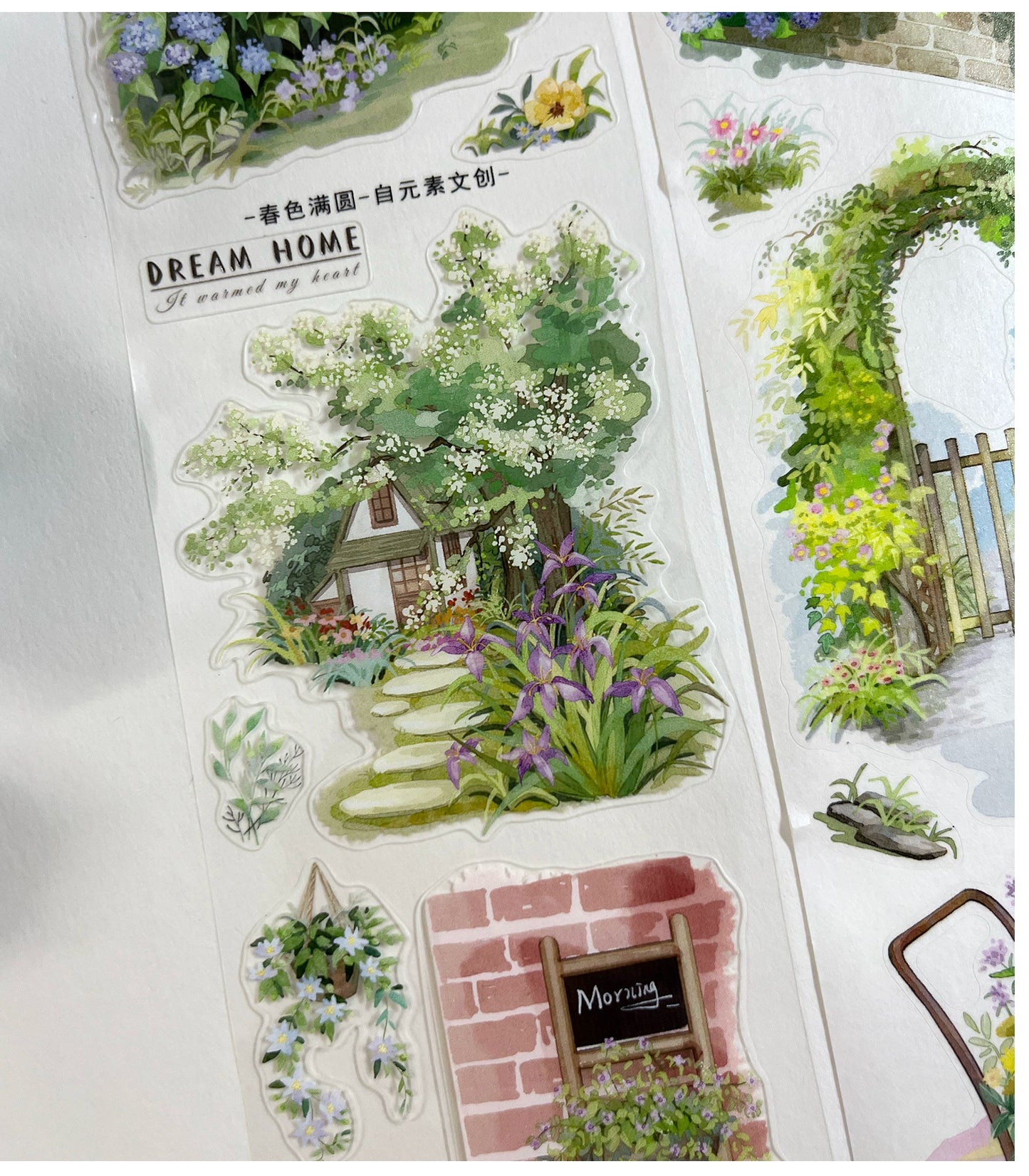 ZiYuanSu【Spring's Colors Fill Garden】Scene/Landscape Pre-cut Washi/PET Tape,for Scrapbook Supplies,Scrapbook Tape Stickers,Junk Journal Supplies