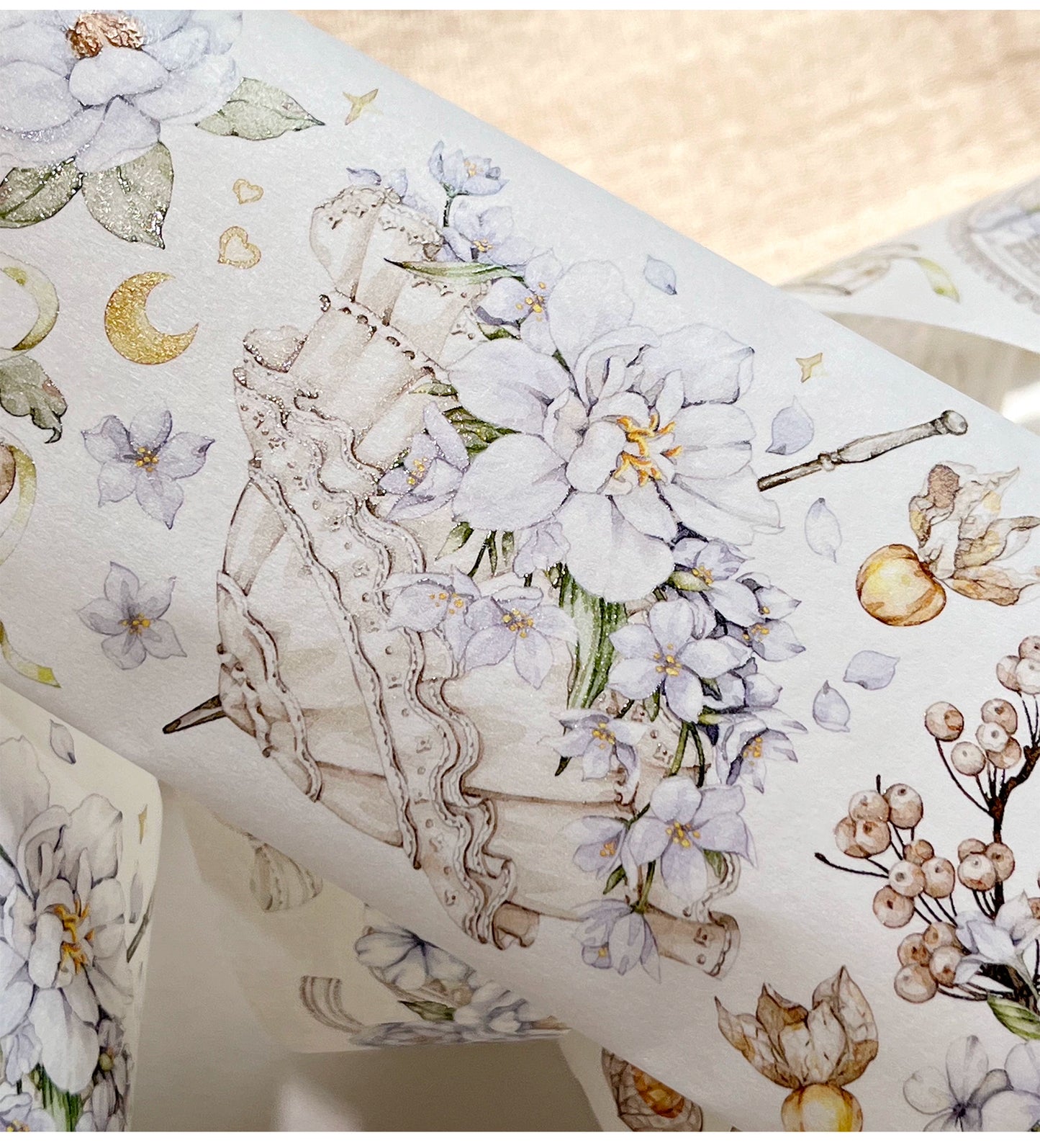 ZiYuanSu【LingLong Branch】Background Flower Pre-cut Washi/PET Tape,for Scrapbook Supplies,Scrapbook Tape Stickers,Junk Journal Supplies