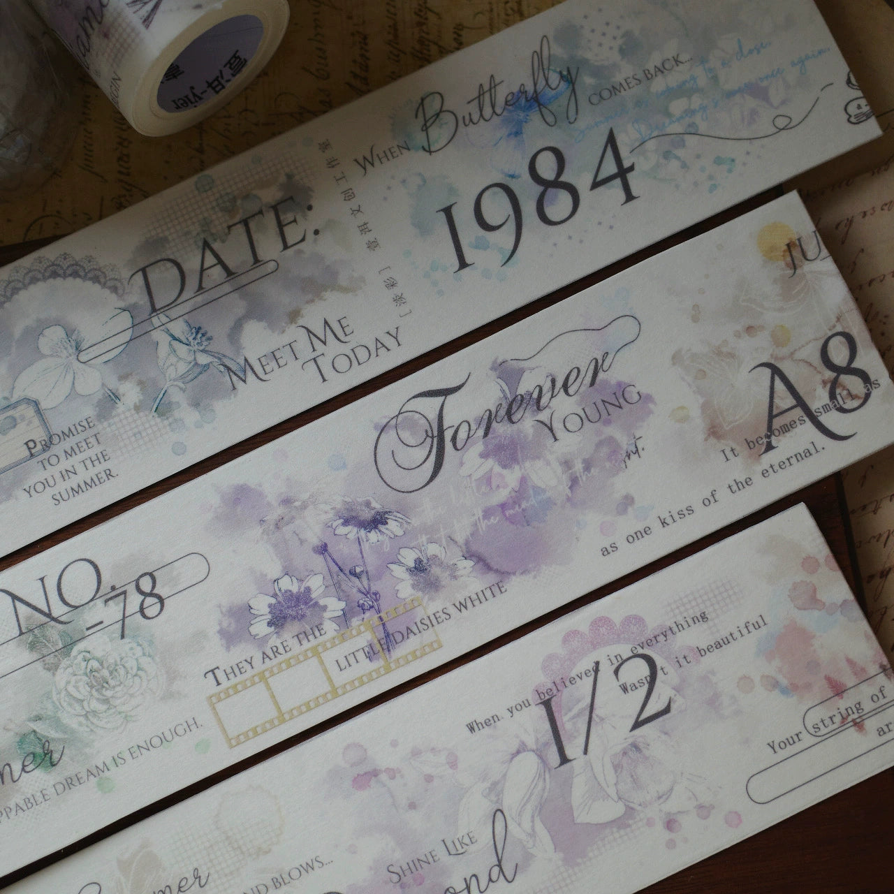 YiEr【Light Color】Orginal Design Washi/Pet Tape Light Retro Floral Stickers
