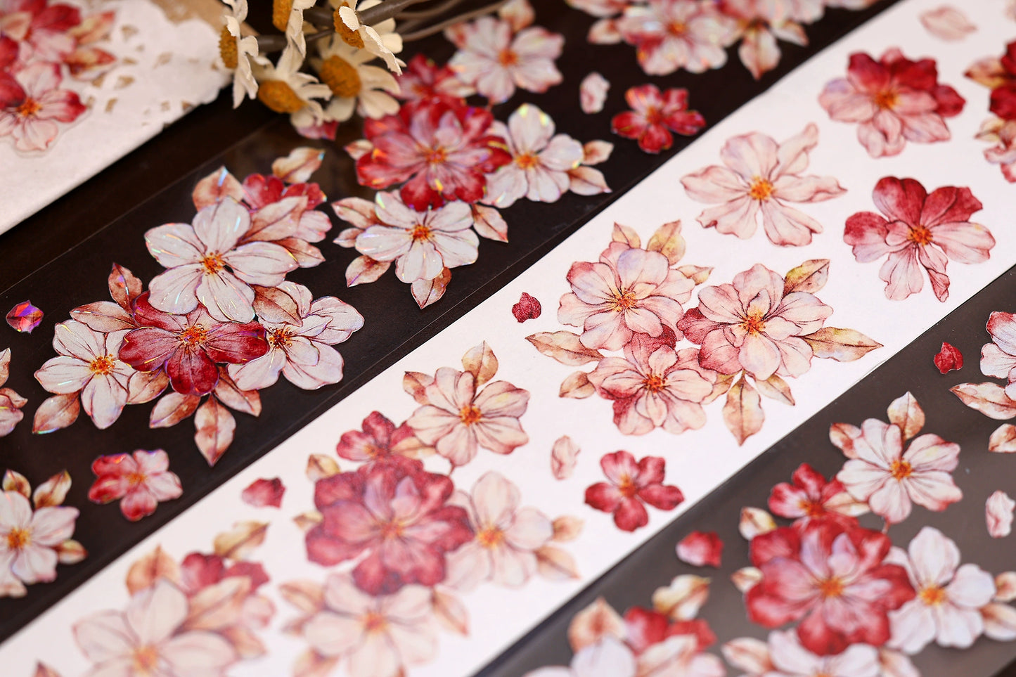 XiaoBaiJia【Red Longing Follower】Light Retro Red Flower Orginal Design Washi Pet Floral Tape Landscaping Stickers
