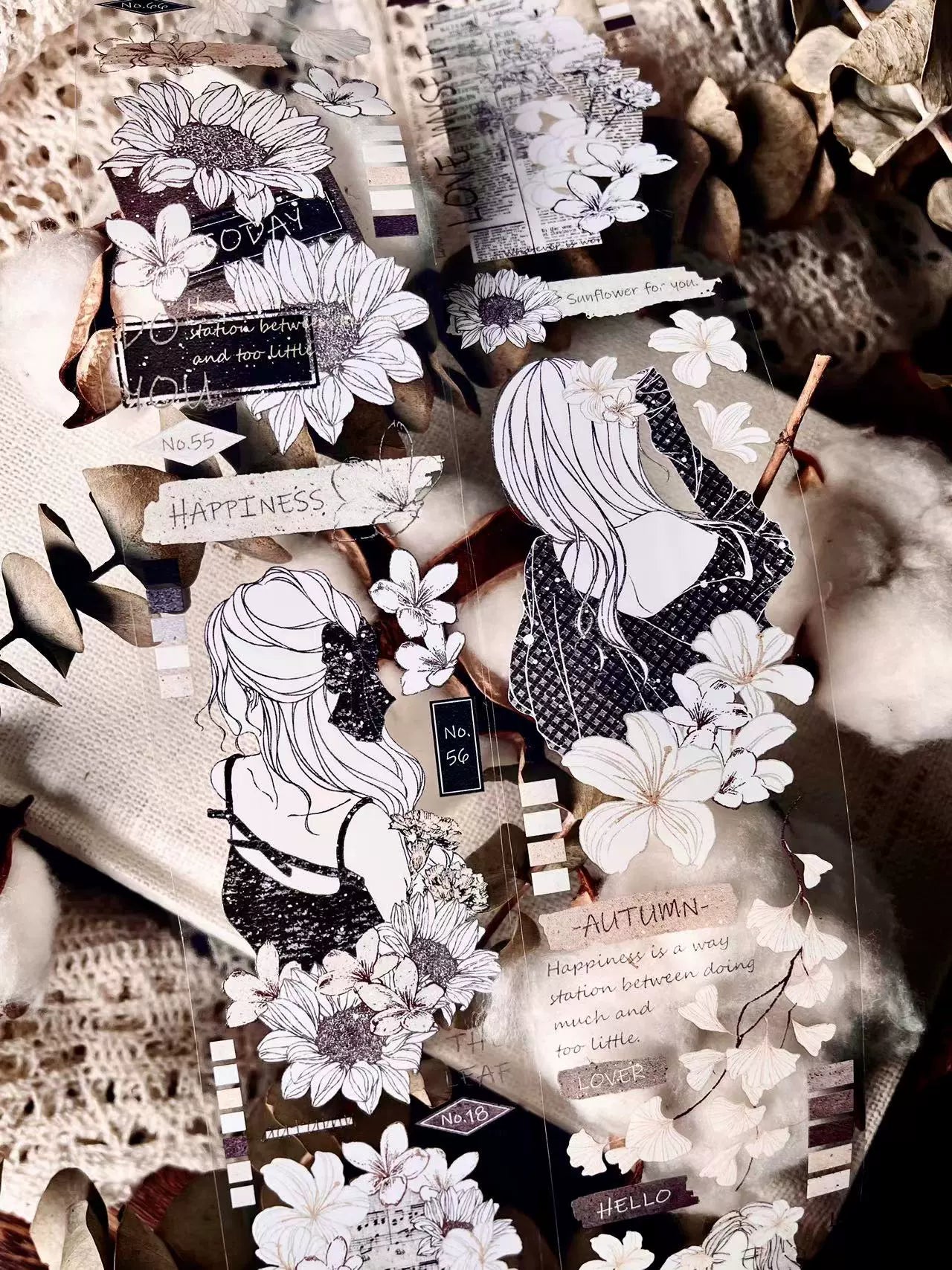 Linlanxi【Girl】Original Design New Product Washi/Pet Tape Light Retro Character Style Long Loop Full Roll