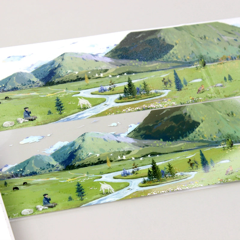 Moodtape【Wild Mang in the Mountains】Forest Landscap Original Design Washi/Pet Tape Stickers,for Scrapbook Supplies,Scrapbook Tape Stickers,Junk Journal Supplies
