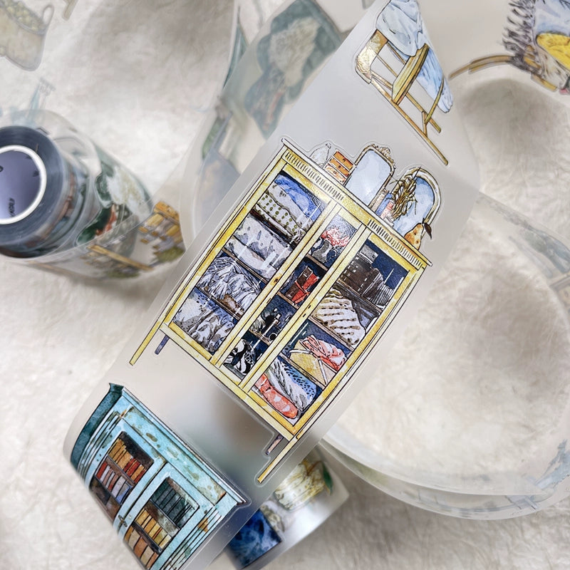 DingDing Vol8【29#Reside】Home Furnishing,Original Design Vintage Scenery Washi/PET Tape Stickers, for Scrapbook Supplies,Scrapbook Tape Stickers,Junk Journal Supplies, Journaling Stickers,Bullet Journals