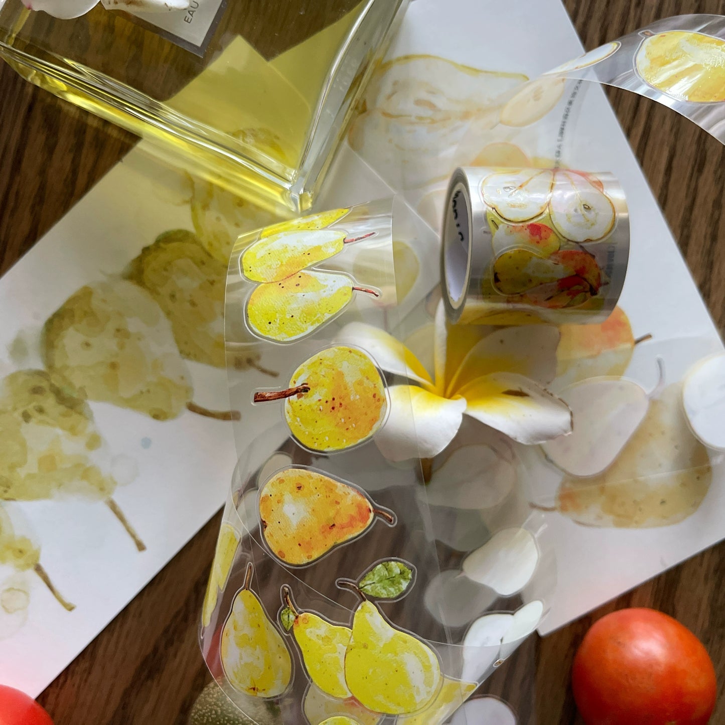 Seahorse Forest Vol7【A43#Big Pear】Original Design Pre-Cut Floral Washi/PET Tape Stickers,for Scrapbook Supplies,Journaling,Junk Journal,Bullet Journal,Planner Stickers