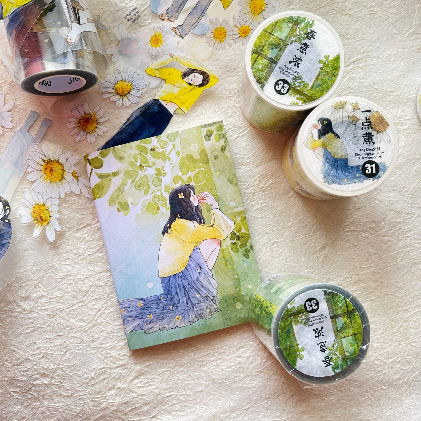 DingDing Vol9【4 Pcs 9*12.5cm Person Cover Travel Notebook】,Washi Sticker Book,Passport, Blank Inner Pages,for Junk Journal,Journaling,Scrapbooking