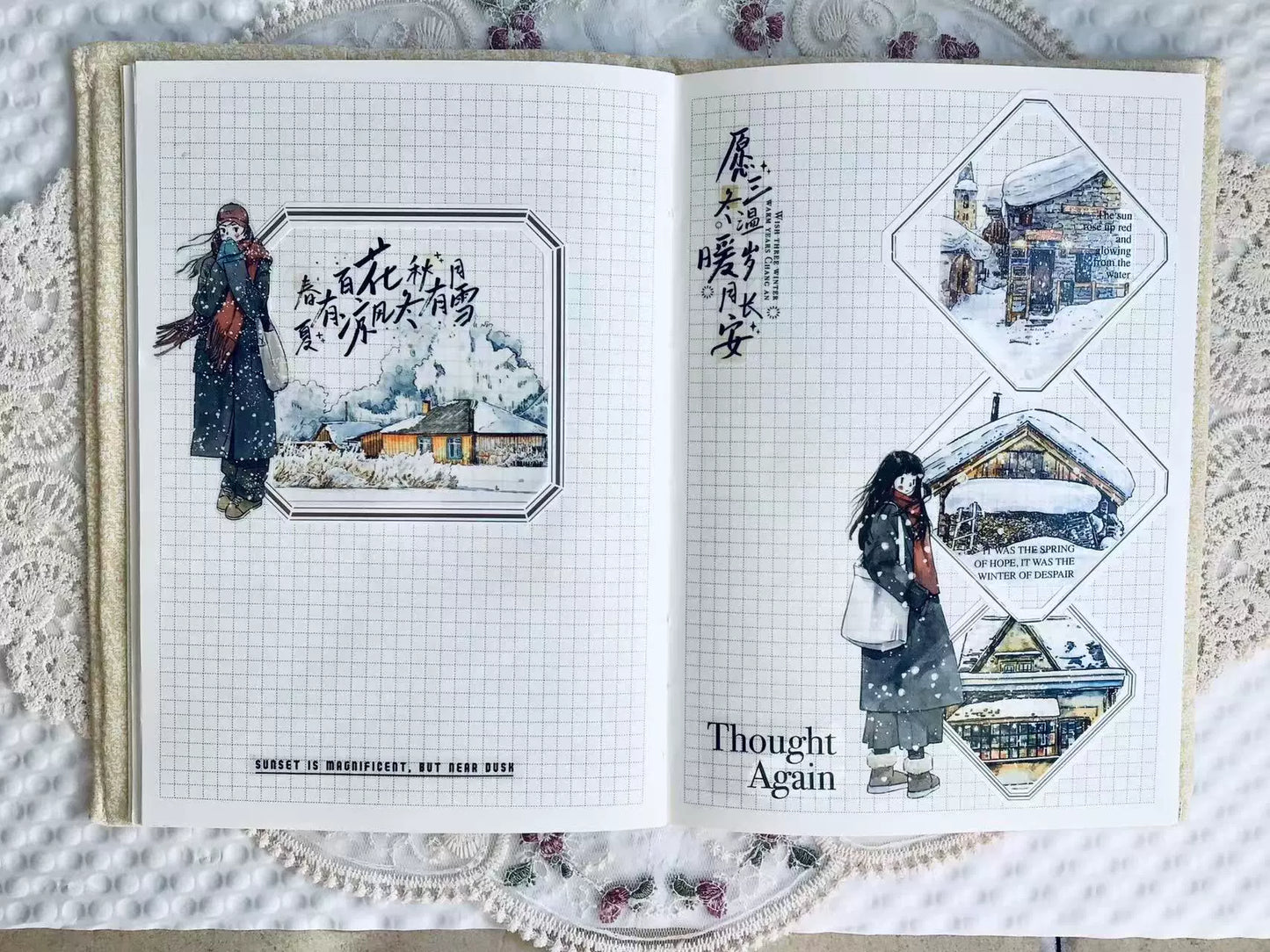 Kaixiaoxun Vol8 【It's Snowing】 Pre-Cut Washi/Matte PET Tape for Scrapbook Supplies,Junk Journal Supplies
