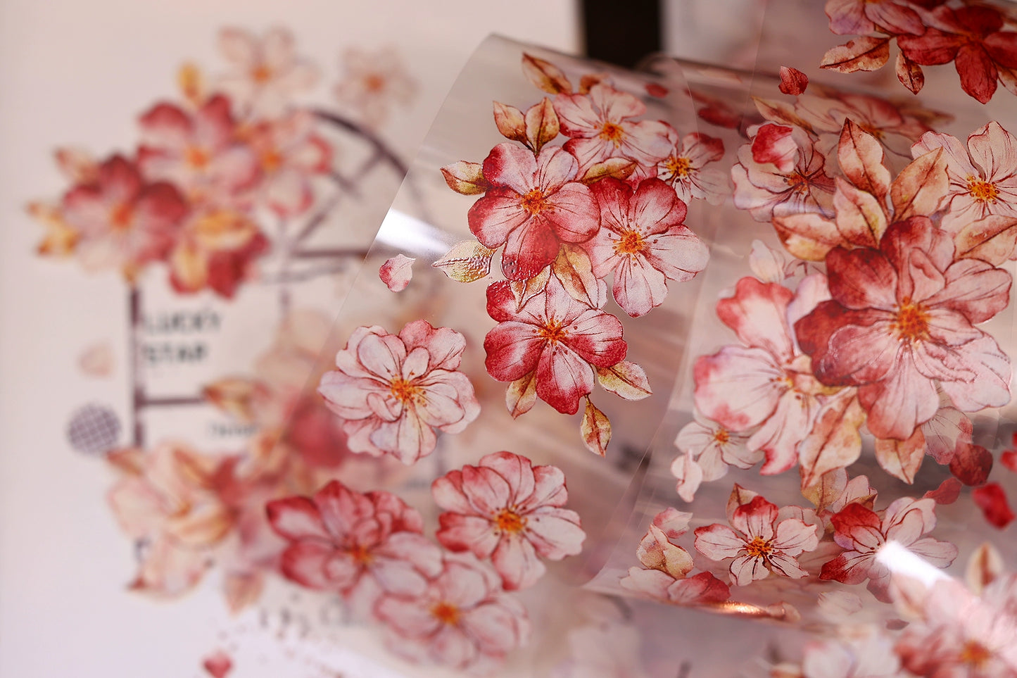 XiaoBaiJia【Red Longing Follower】Light Retro Red Flower Orginal Design Washi Pet Floral Tape Landscaping Stickers