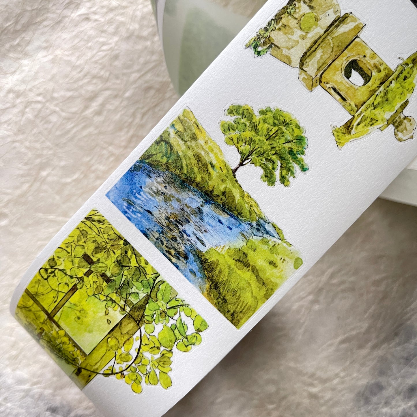 DingDing Vol9【33#Strong Spring Meaning】Pre-Cut Original Design Vintage Hand Drawn Scenery Background Washi/PET Tape Stickers, for Scrapbook Supplies,Scrapbook Tape Stickers,Junk Journal Supplies, Journaling Stickers,Bullet Journals