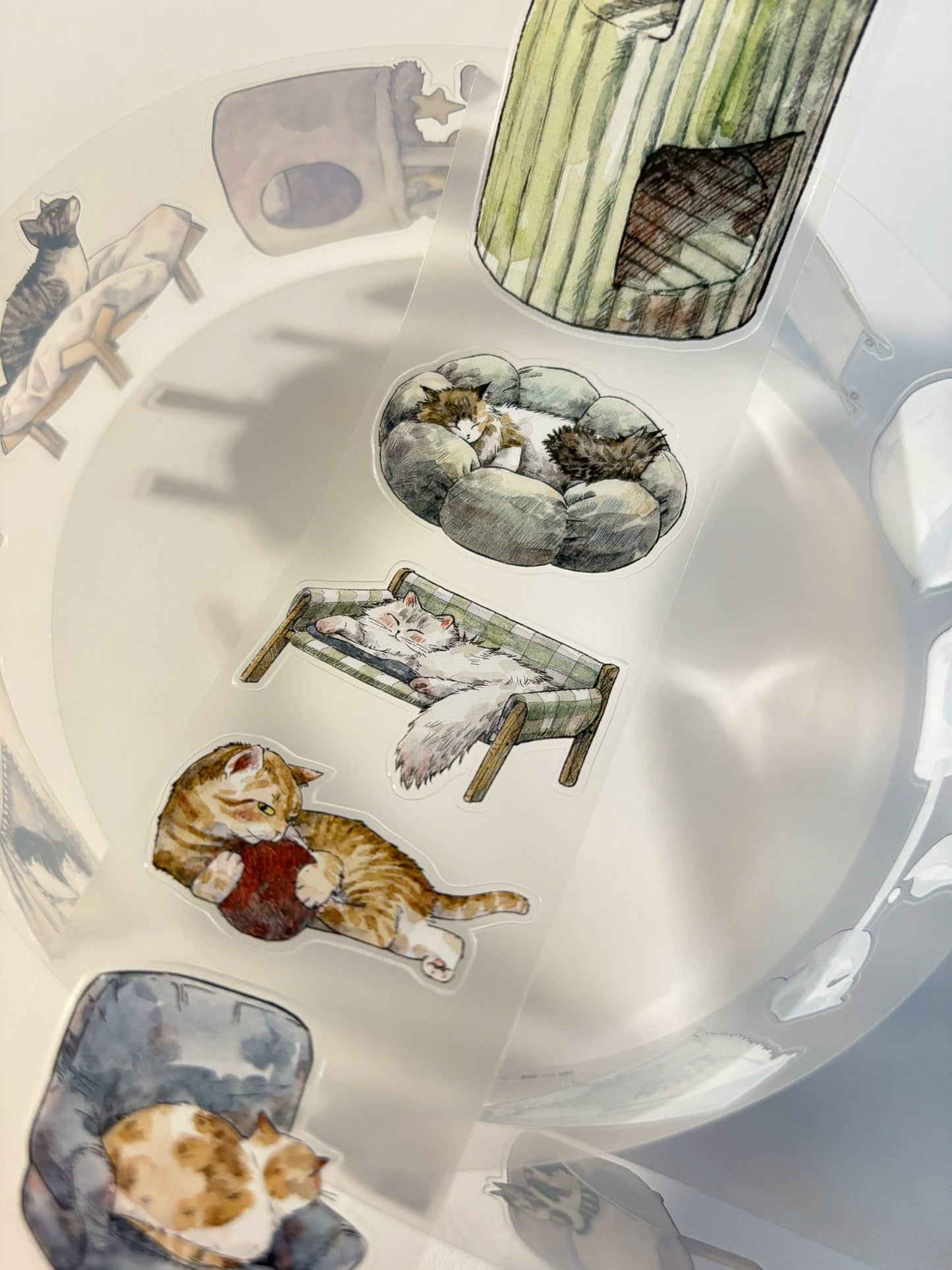 Kaixiaoxun Vol9 【Cat's Nest】 Pre-Cut Long Loop Washi/Matte PET Tape for Scrapbook Supplies,Junk Journal Supplies