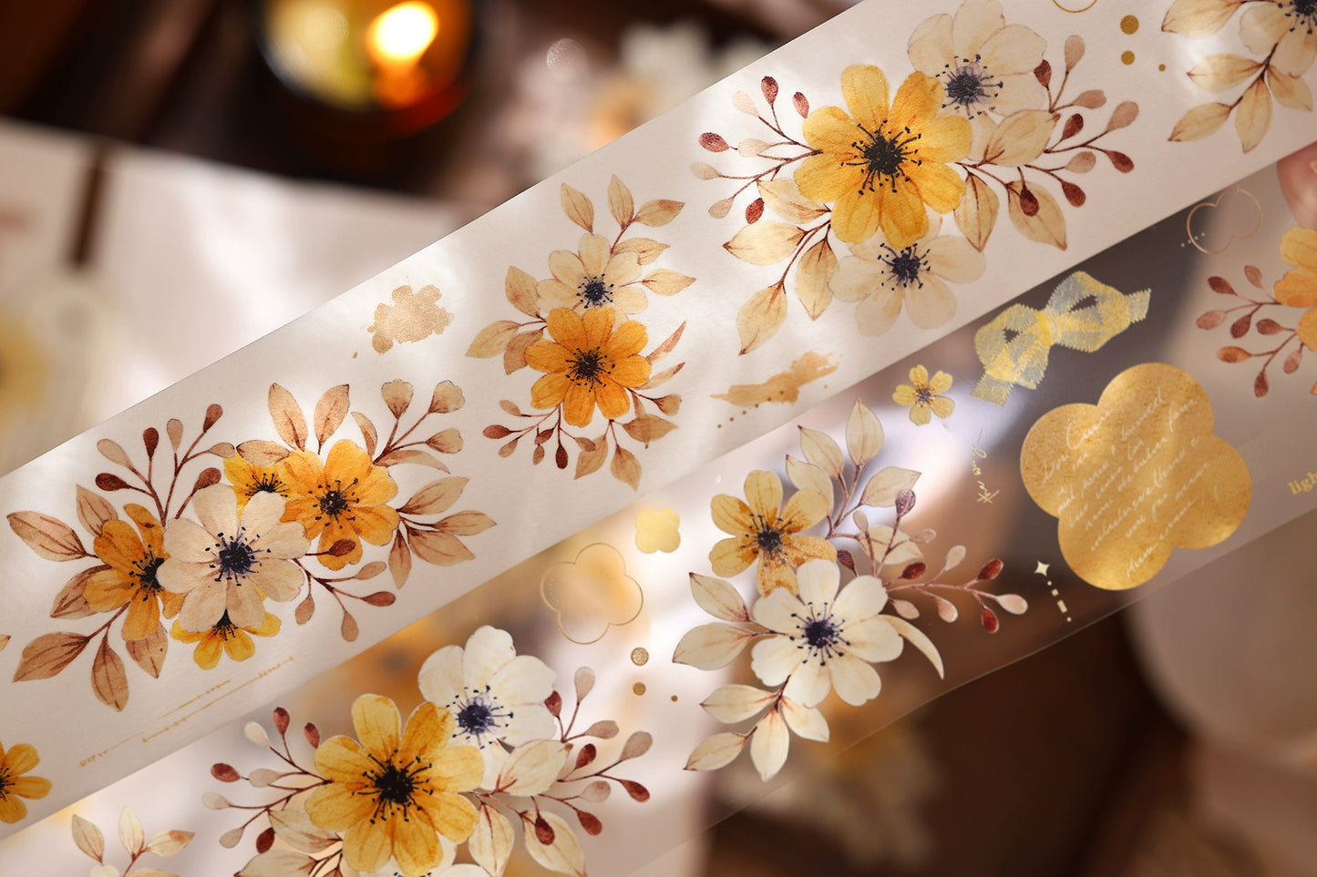 XiaoBaiJia【 Summer Overture】Light Retro Daisy Flower Orginal Design Washi Pet Floral Tape Landscaping Stickers