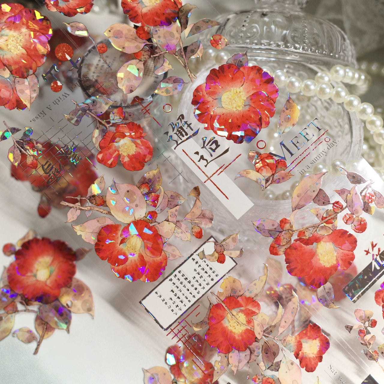 YiEr【Yan Ran】Orginal Design Washi/Pet Tape Light Retro Floral Stickers